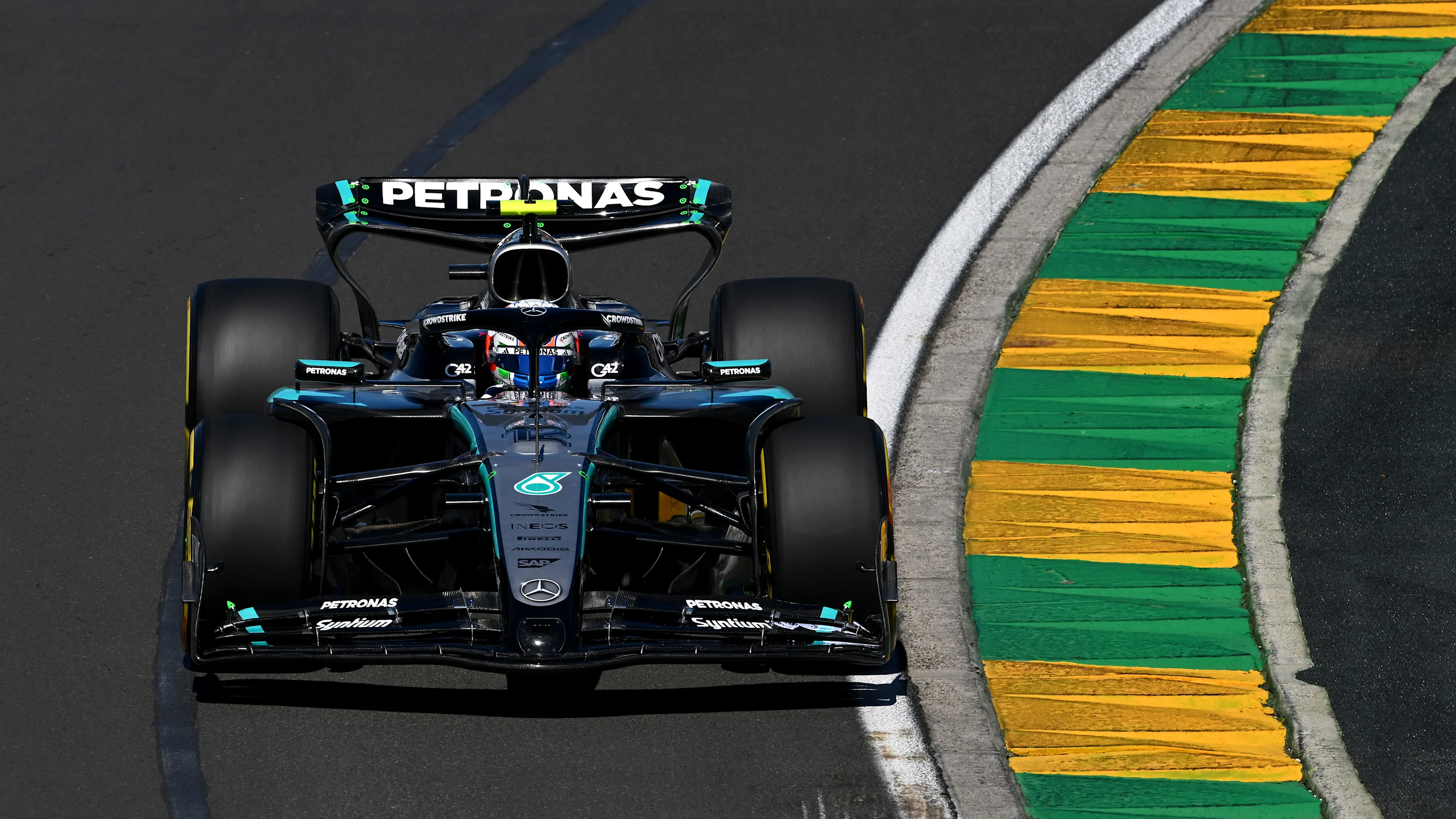 MELBOURNE, AUSTRALIA - MARCH 14: Andrea Kimi Antonelli of Italy driving the (12) Mercedes AMG