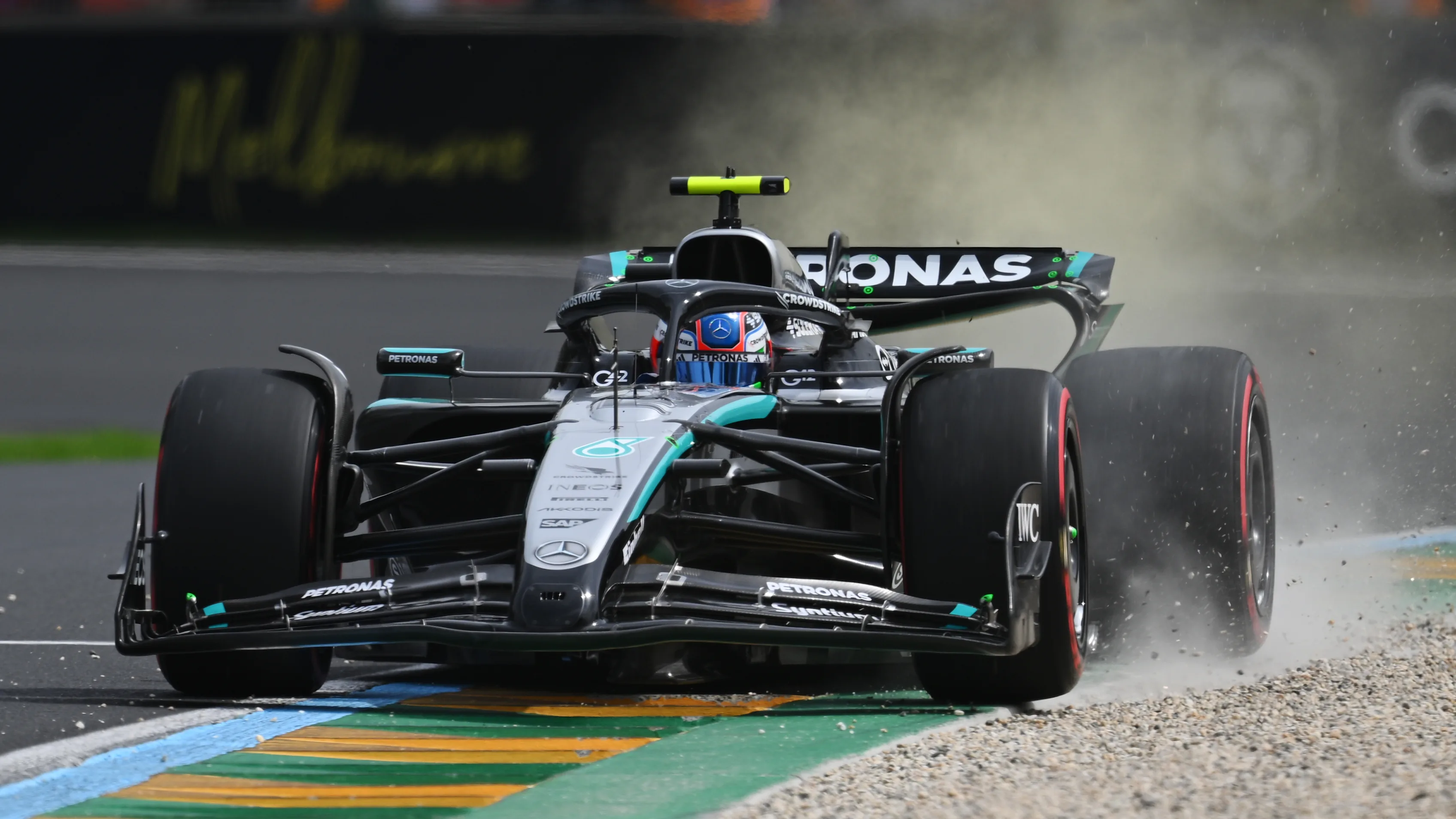 MELBOURNE, AUSTRALIA - MARCH 15: Andrea Kimi Antonelli of Italy driving the (12) Mercedes AMG