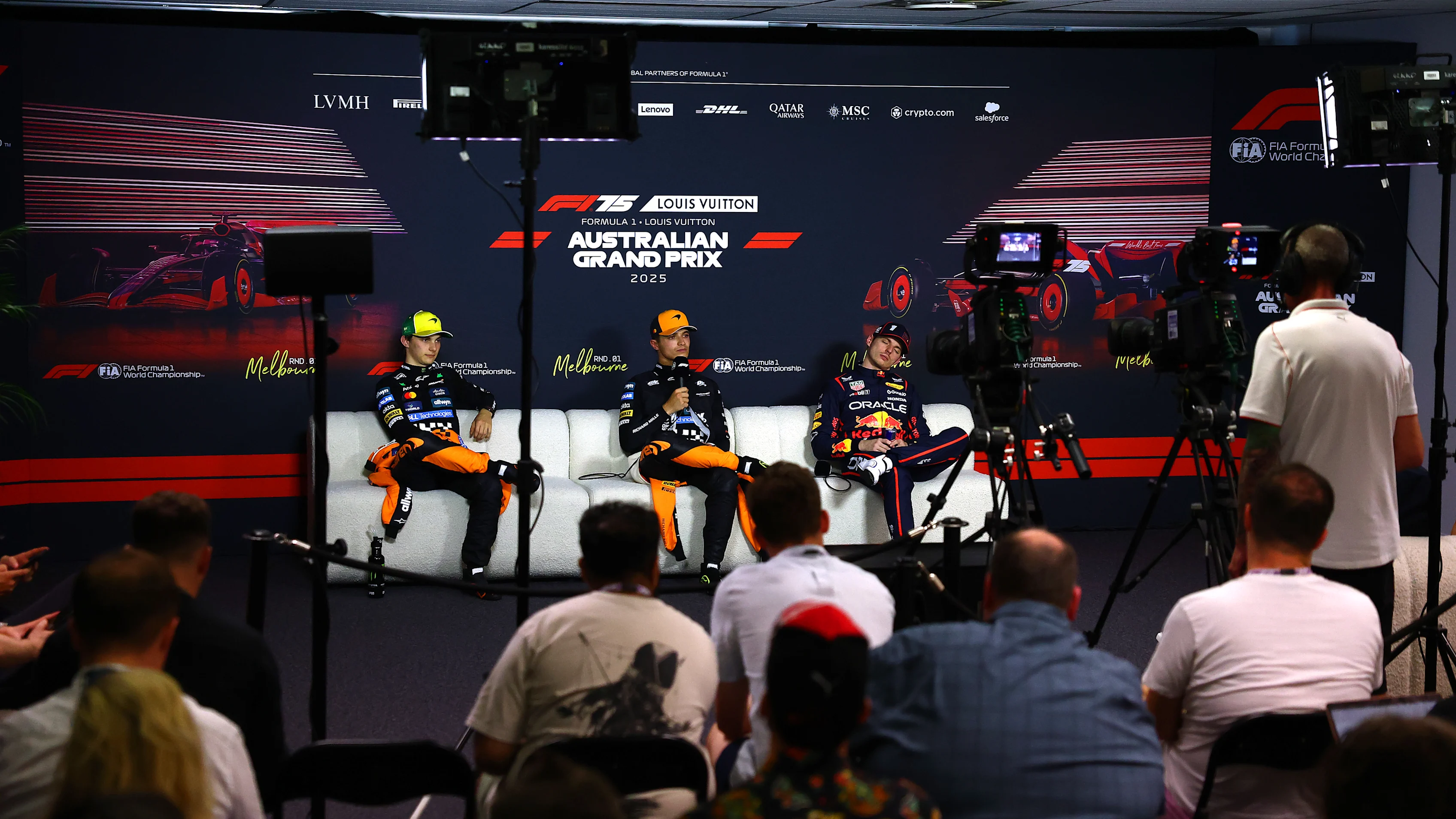 MELBOURNE, AUSTRALIA - MARCH 15: Second placed qualifier Oscar Piastri of Australia and McLaren