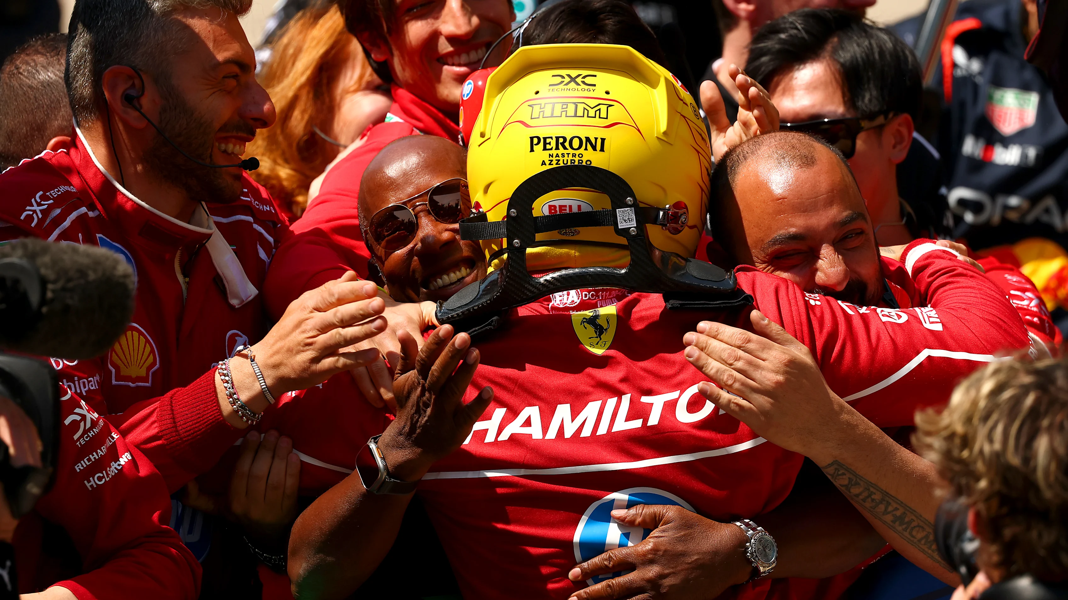 SHANGHAI, CHINA - MARCH 22: Sprint winner Lewis Hamilton of Great Britain and Scuderia Ferrari