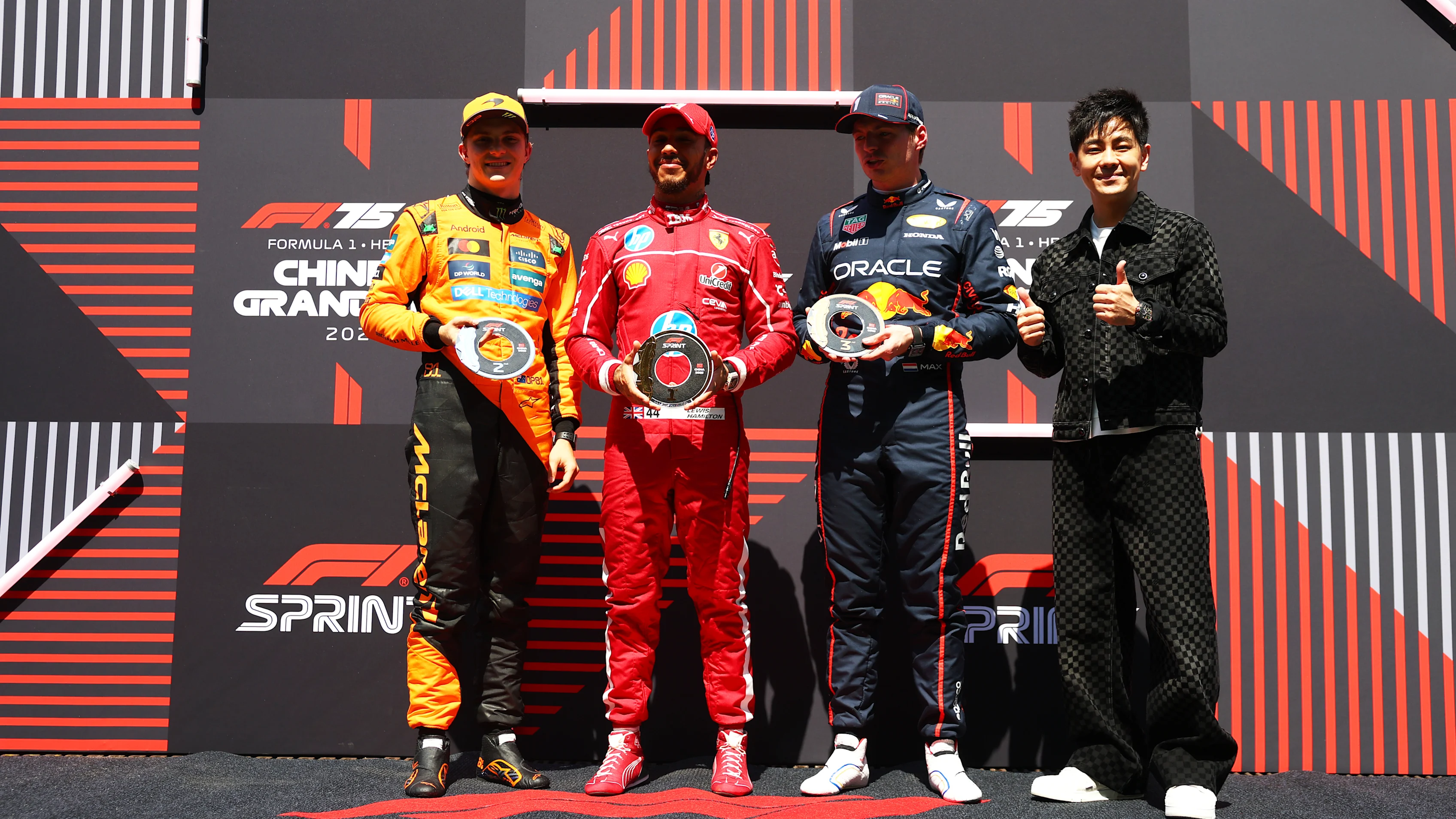 SHANGHAI, CHINA - MARCH 22: Second placed Oscar Piastri of Australia and McLaren Sprint winner