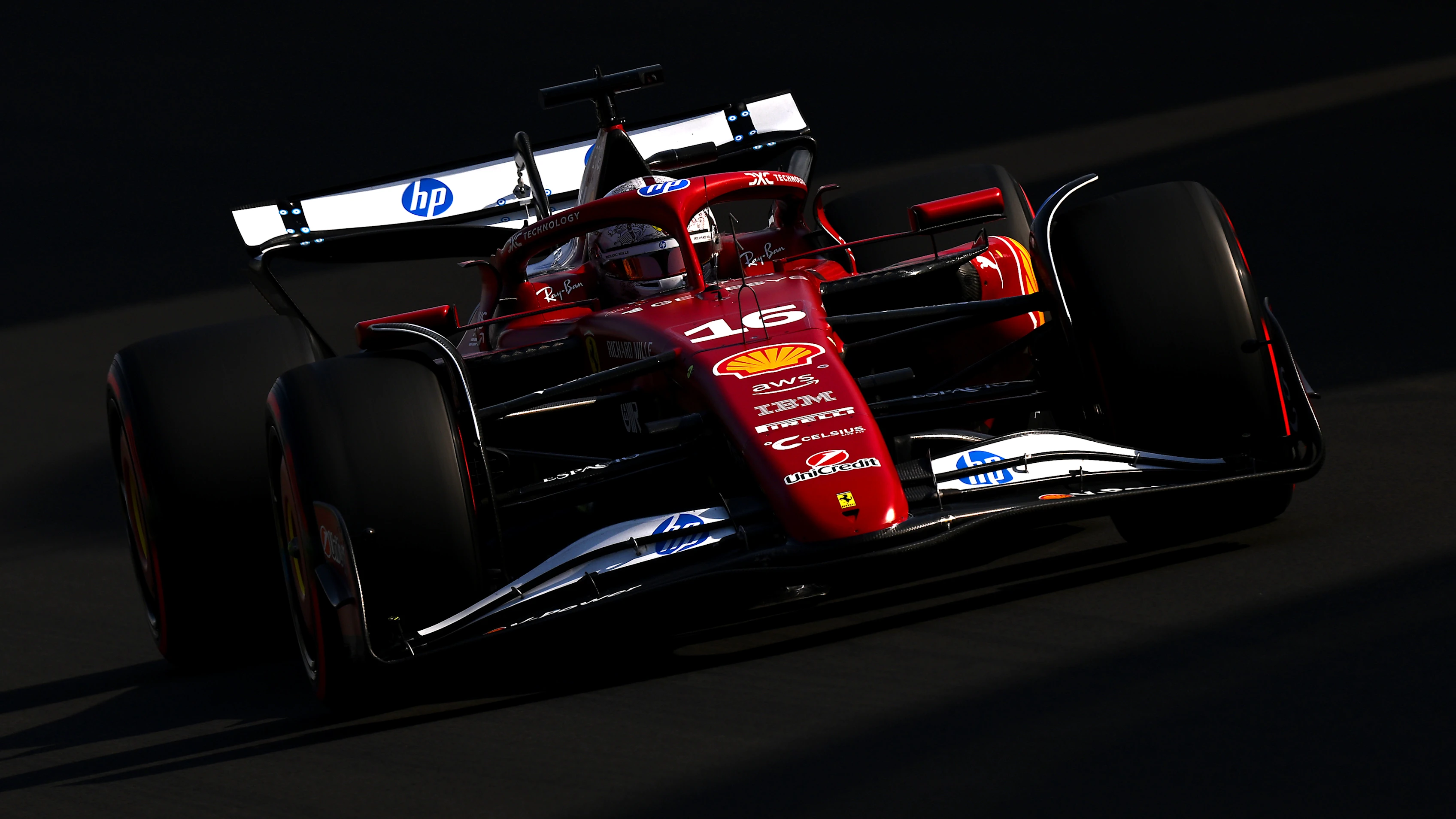 SHANGHAI, CHINA - MARCH 22: Charles Leclerc of Monaco driving the (16) Scuderia Ferrari SF-25 on