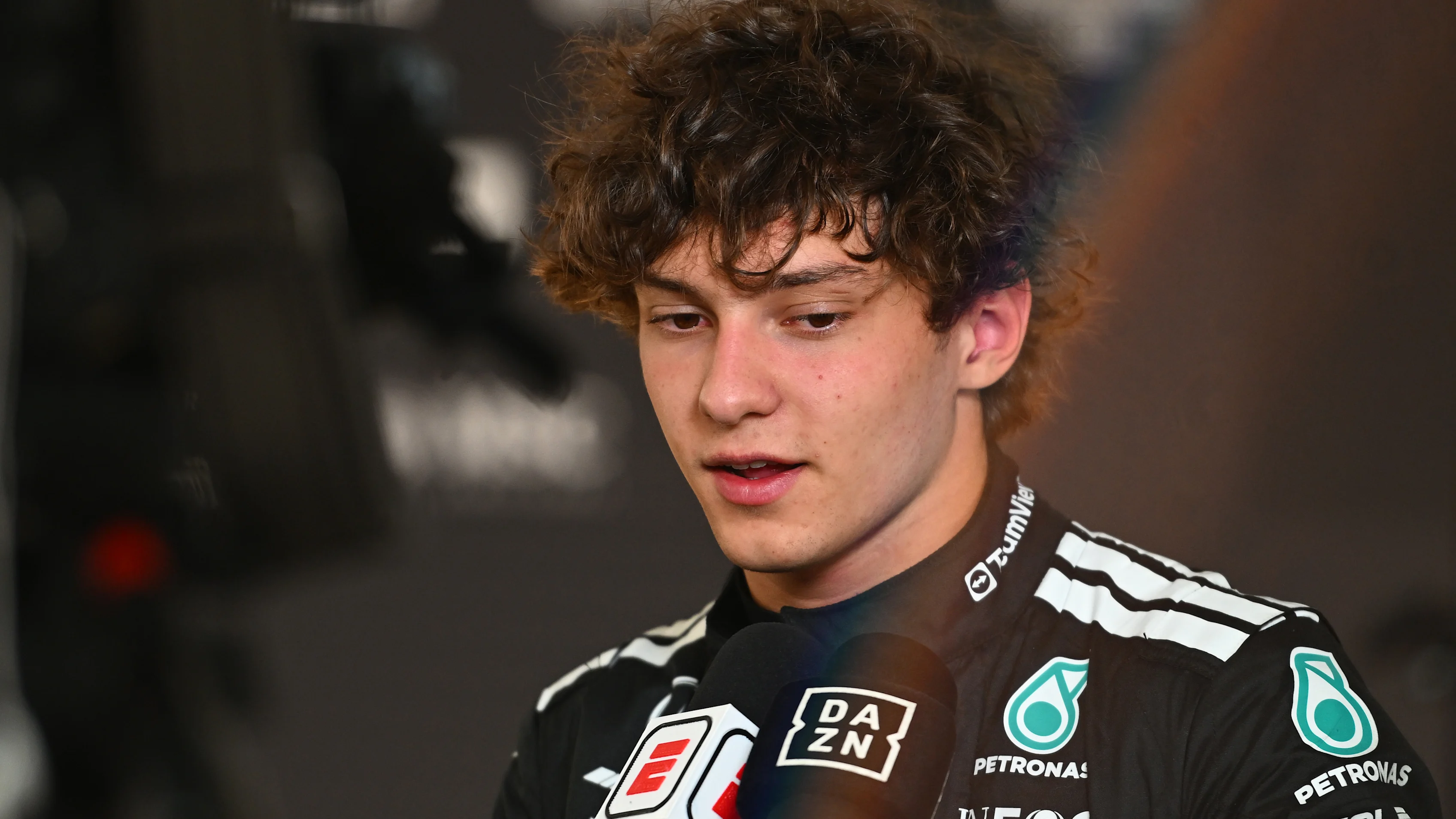 SHANGHAI, CHINA - MARCH 22: Eighth placed qualifier Andrea Kimi Antonelli of Italy and Mercedes AMG