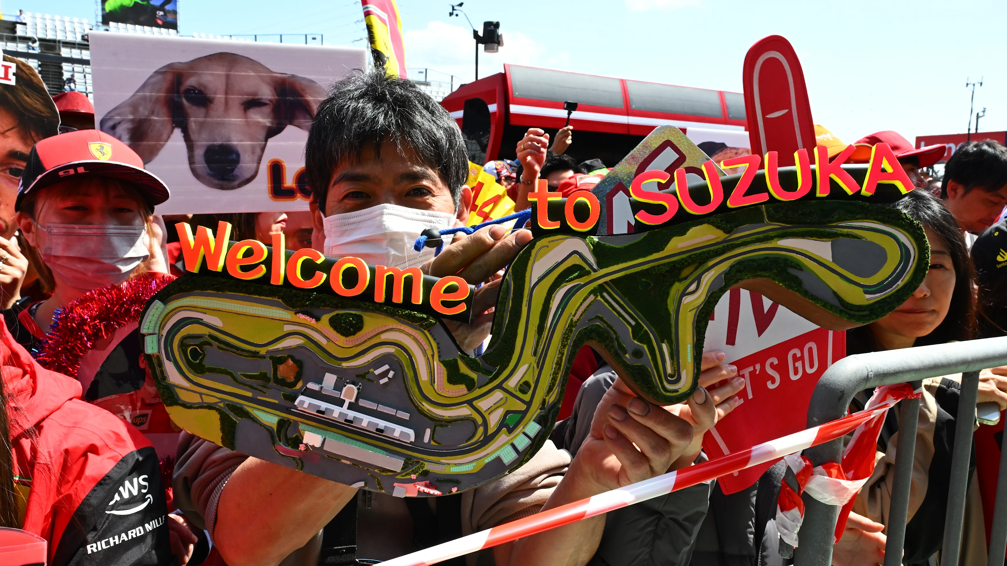 SUZUKA, JAPAN - APRIL 03: Ferrari fans during previews ahead of the F1 Grand Prix of Japan at