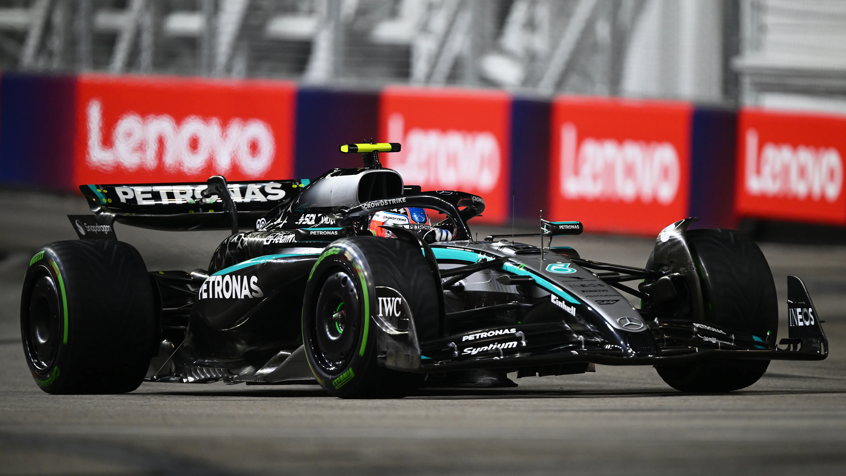 SINGAPORE, SINGAPORE - OCTOBER 05: Andrea Kimi Antonelli of Italy driving the (12) Mercedes AMG