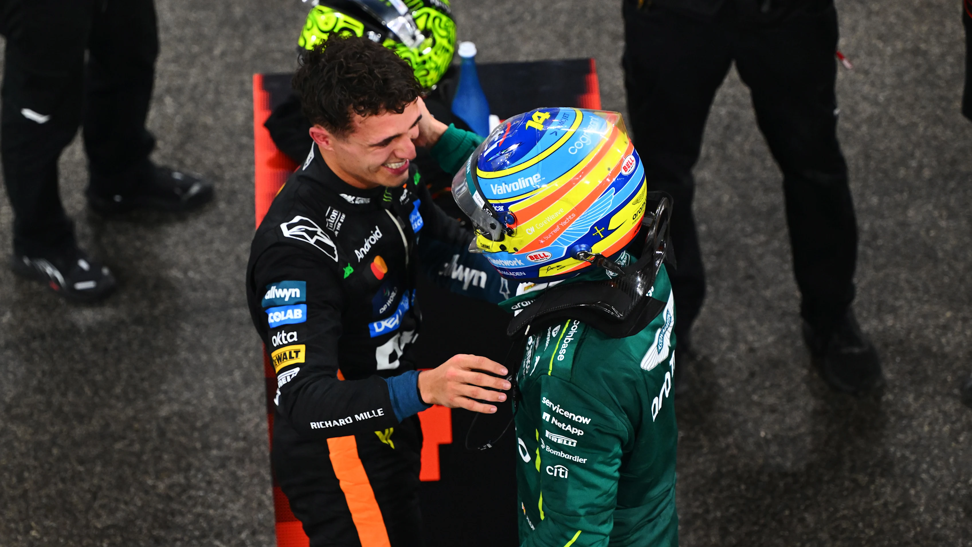 ABU DHABI, UNITED ARAB EMIRATES - DECEMBER 07: Sixth placed Fernando Alonso of Spain and Aston