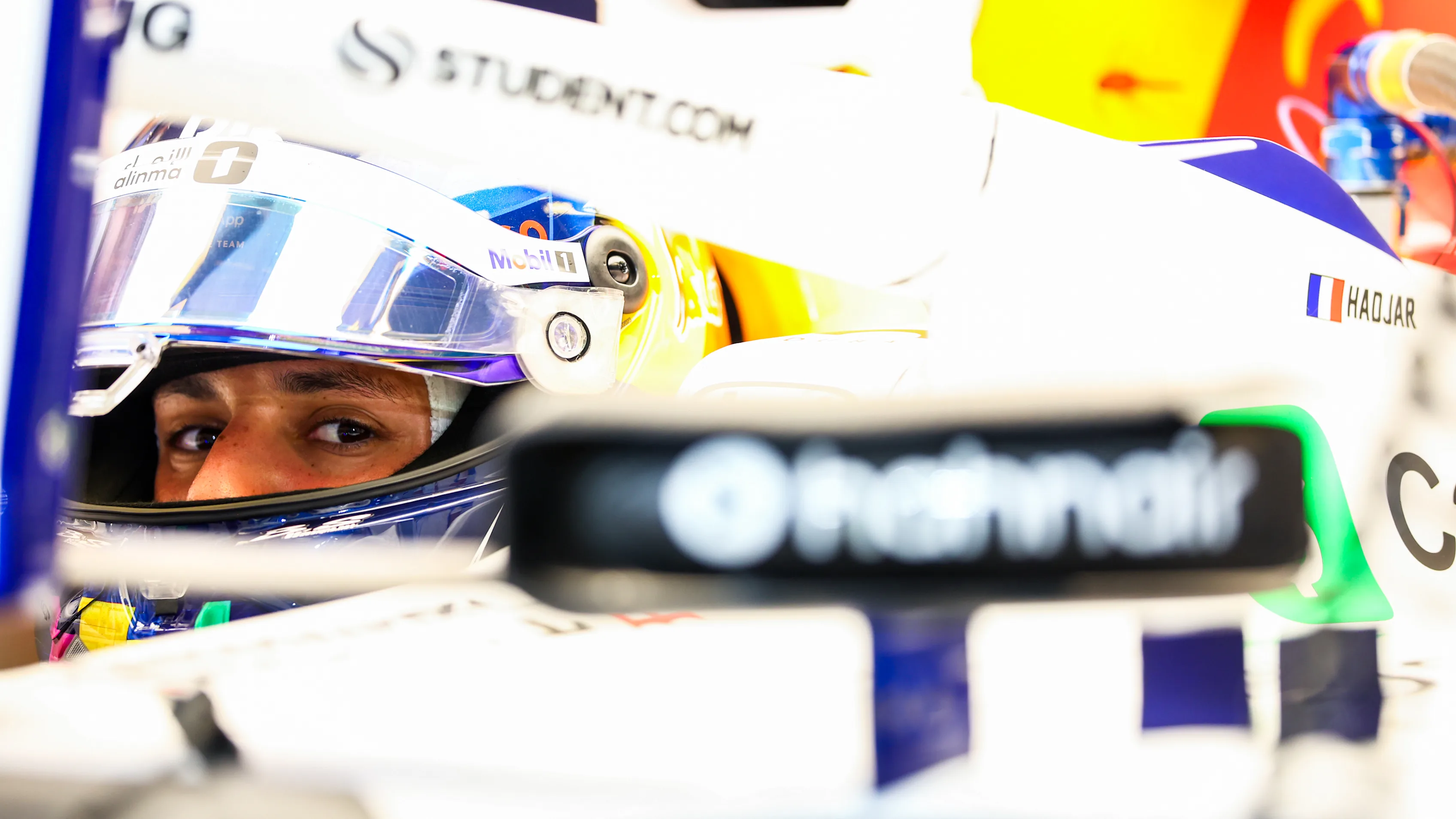 ABU DHABI, UNITED ARAB EMIRATES - DECEMBER 05: Isack Hadjar of France and Visa Cash App Racing Bulls pprior to  during practice ahead of the F1 Grand Prix of Abu Dhabi at Yas Marina Circuit on December 05, 2025 in Abu Dhabi, United Arab Emirates. (Photo by Peter Fox/Getty Images)