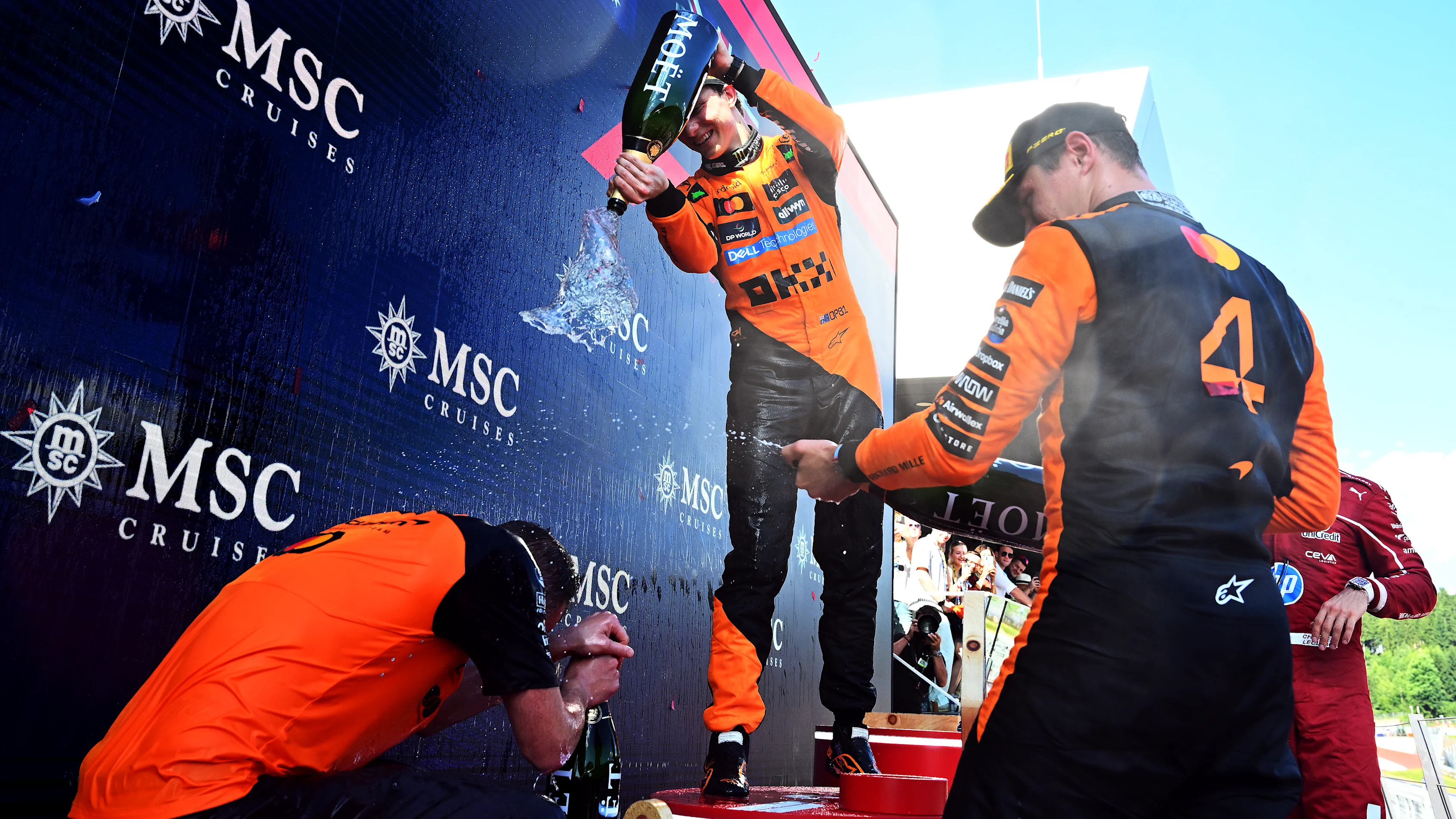 SPIELBERG, AUSTRIA - JUNE 29: Race winner Lando Norris of Great Britain and McLaren Second placed