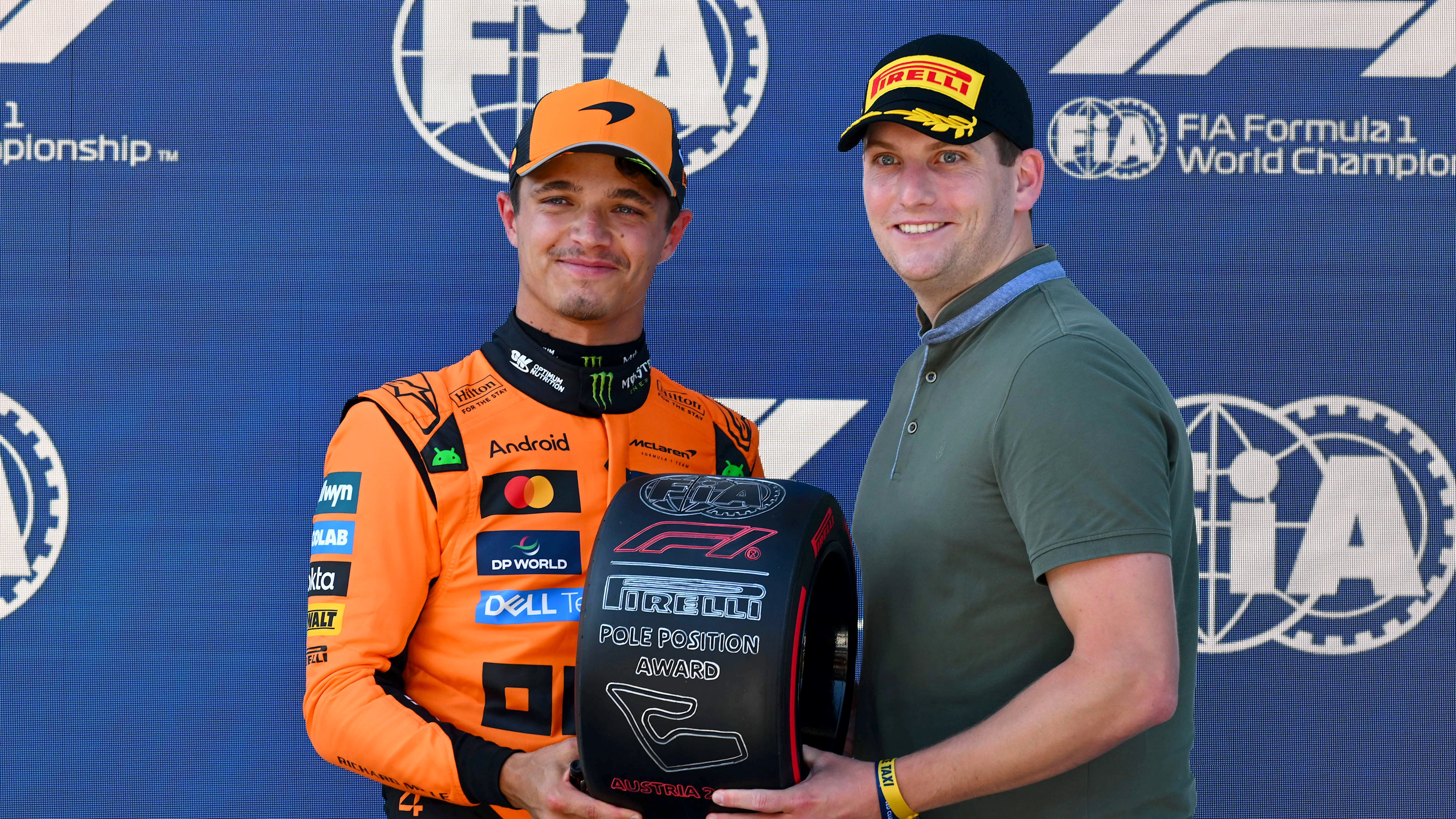 SPIELBERG, AUSTRIA - JUNE 28: Pole position qualifier Lando Norris of Great Britain and McLaren