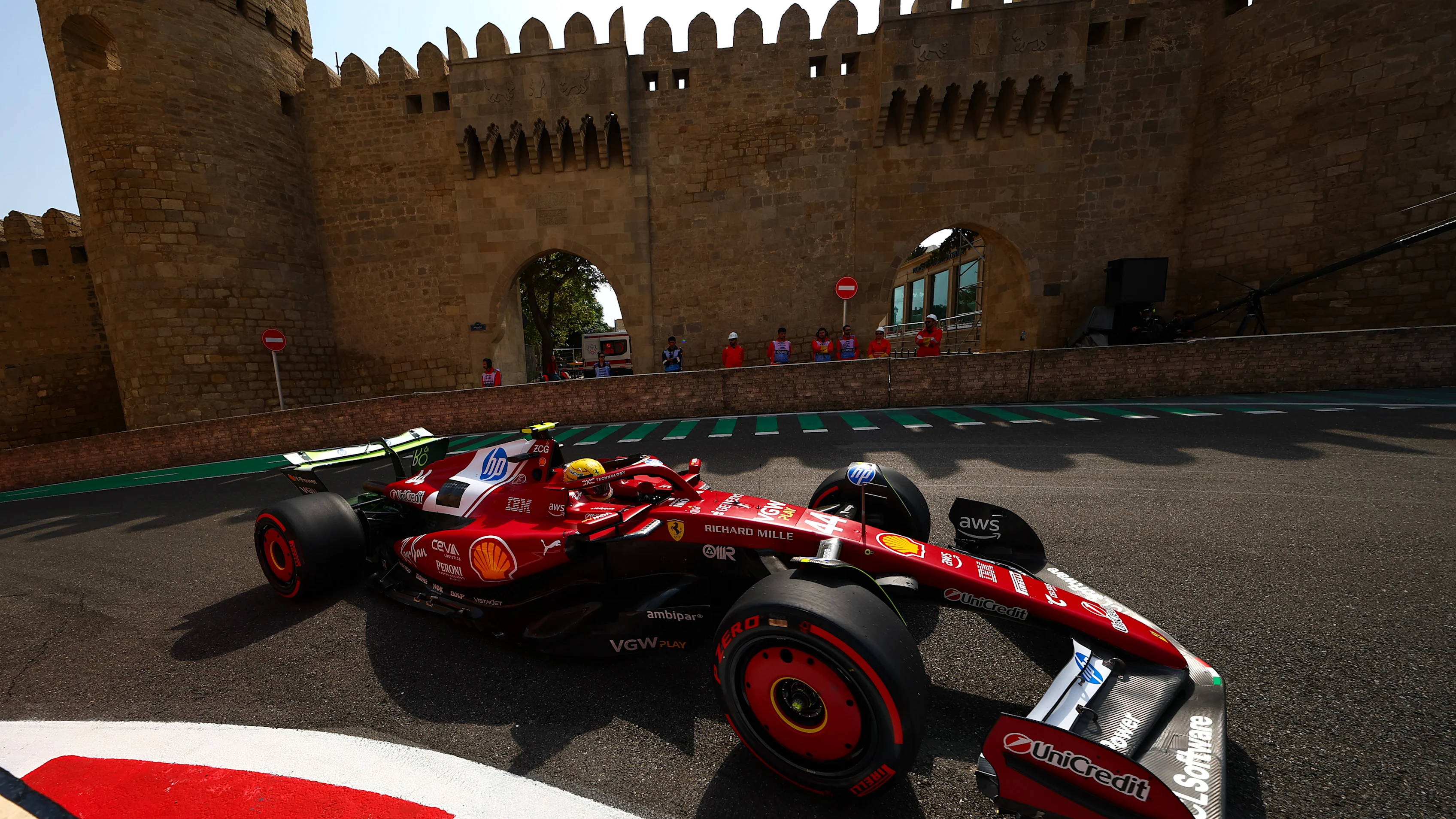 BAKU, AZERBAIJAN - SEPTEMBER 19: Lewis Hamilton of Great Britain driving the (44) Scuderia Ferrari