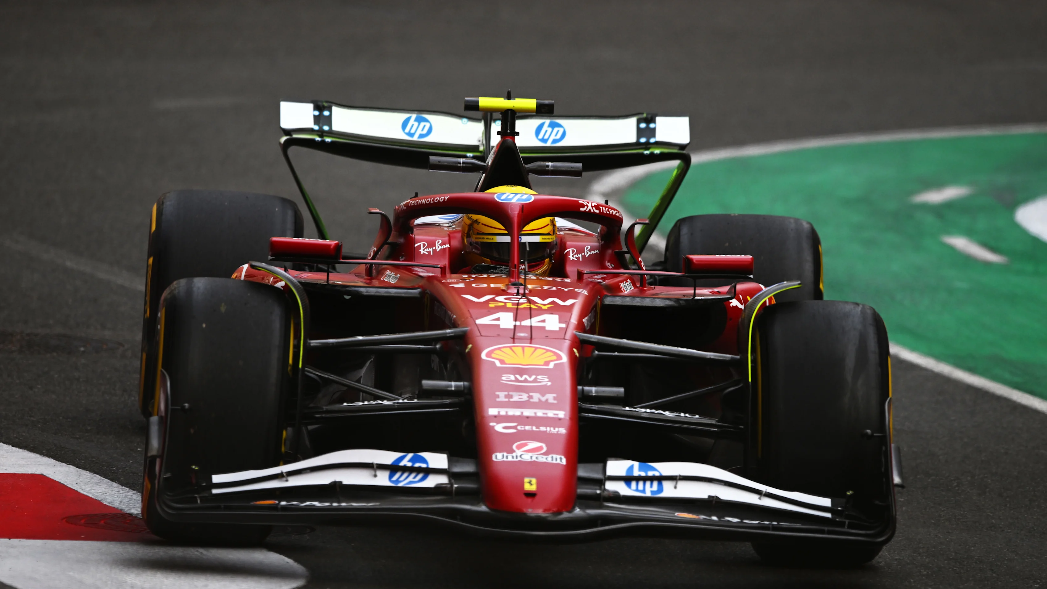 BAKU, AZERBAIJAN - SEPTEMBER 19: Lewis Hamilton of Great Britain driving the (44) Scuderia Ferrari