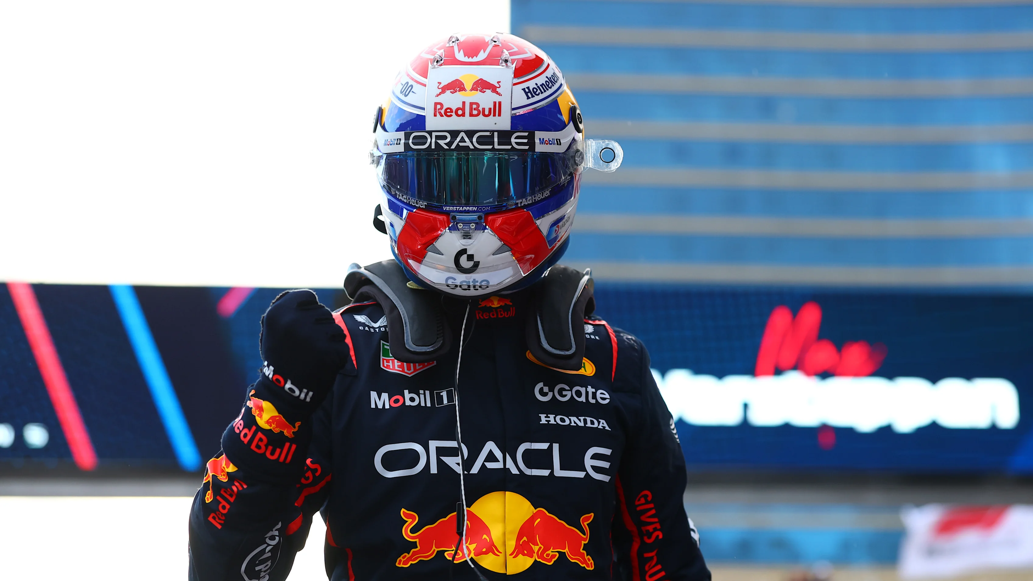 BAKU, AZERBAIJAN - SEPTEMBER 20: Pole position qualifier Max Verstappen of the Netherlands and