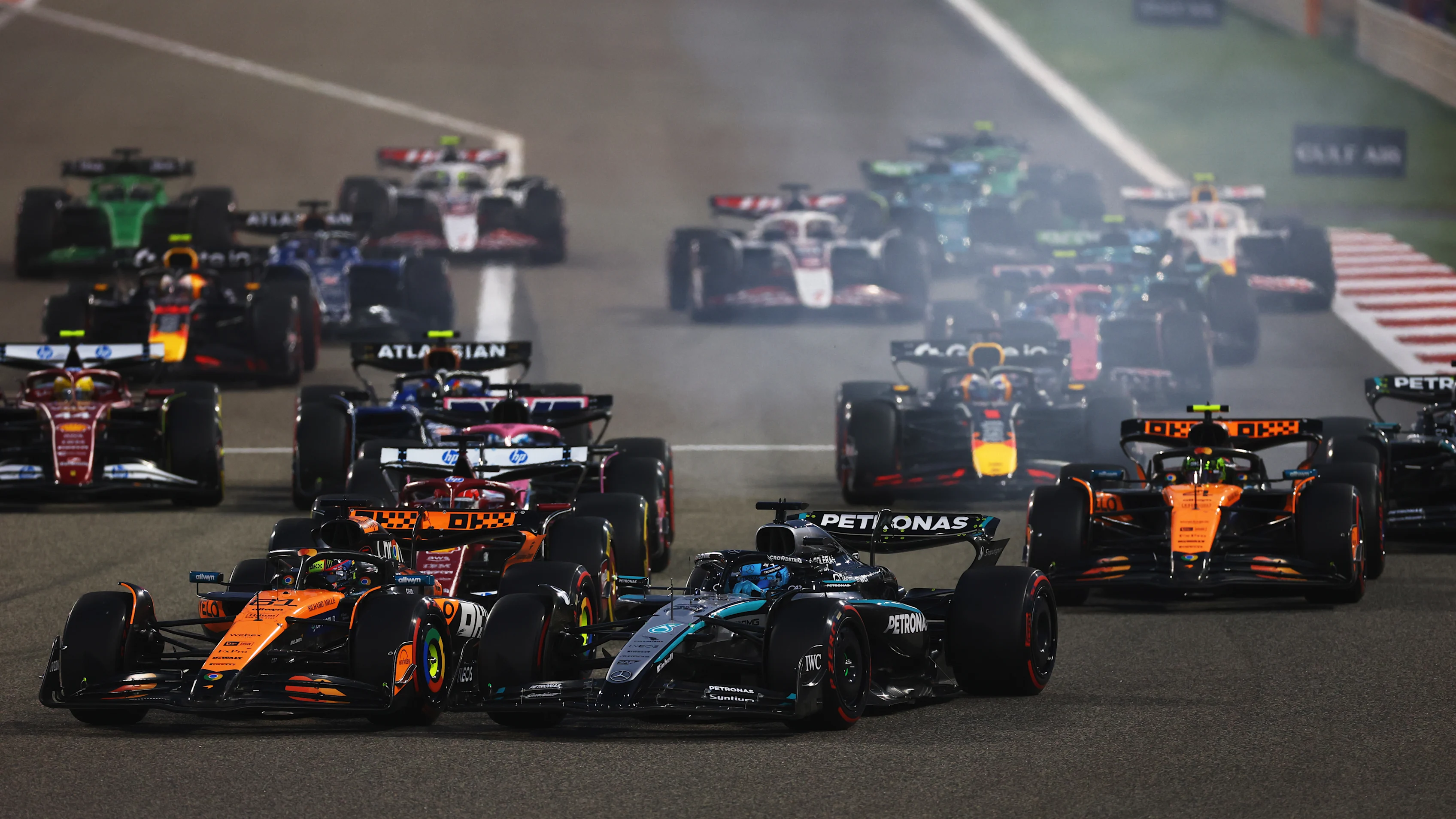 BAHRAIN, BAHRAIN - APRIL 13: Oscar Piastri of Australia driving the (81) McLaren MCL39 Mercedes and