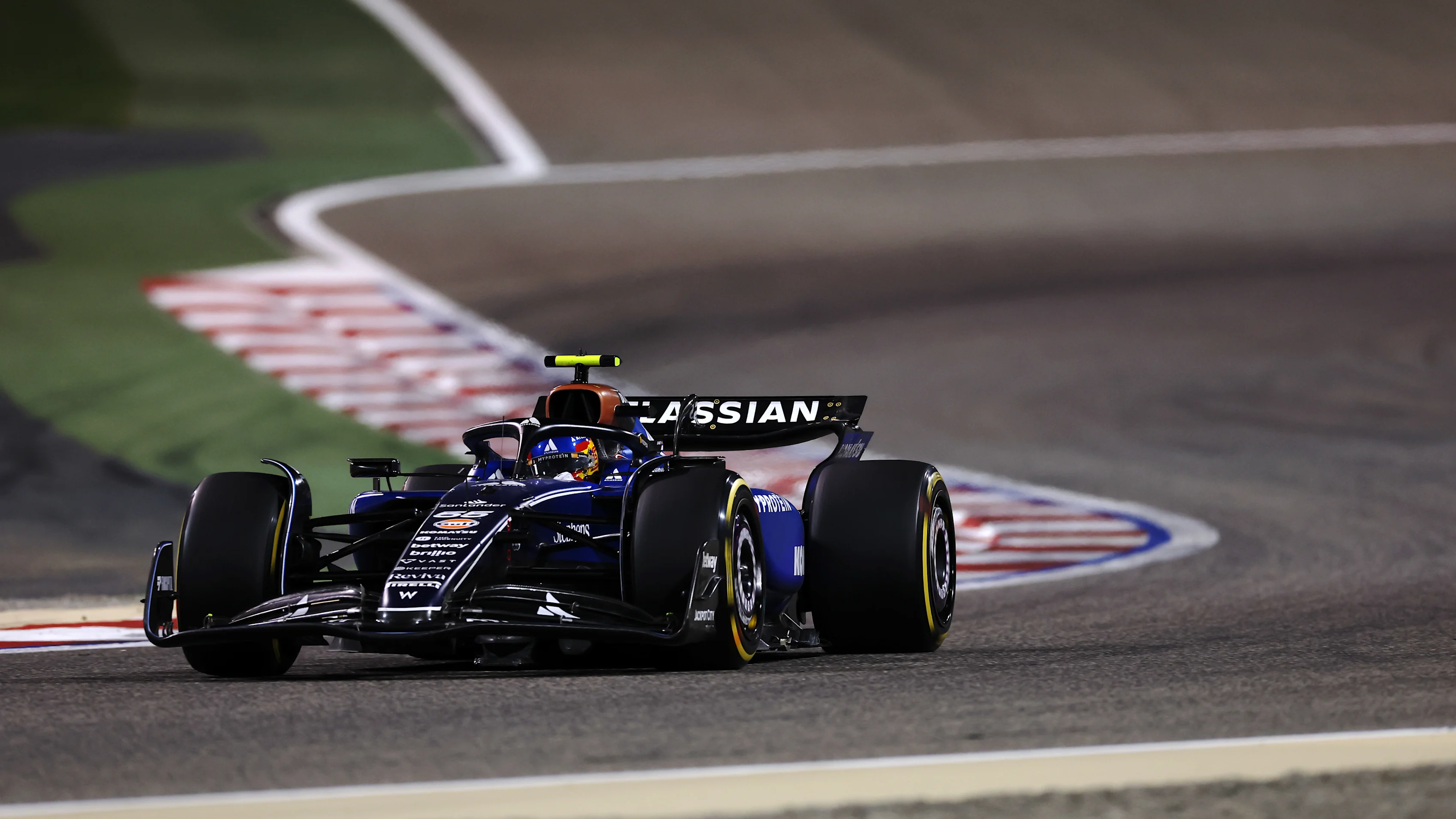 BAHRAIN, BAHRAIN - APRIL 13: Carlos Sainz of Spain driving the (55) Williams FW47 Mercedes on track