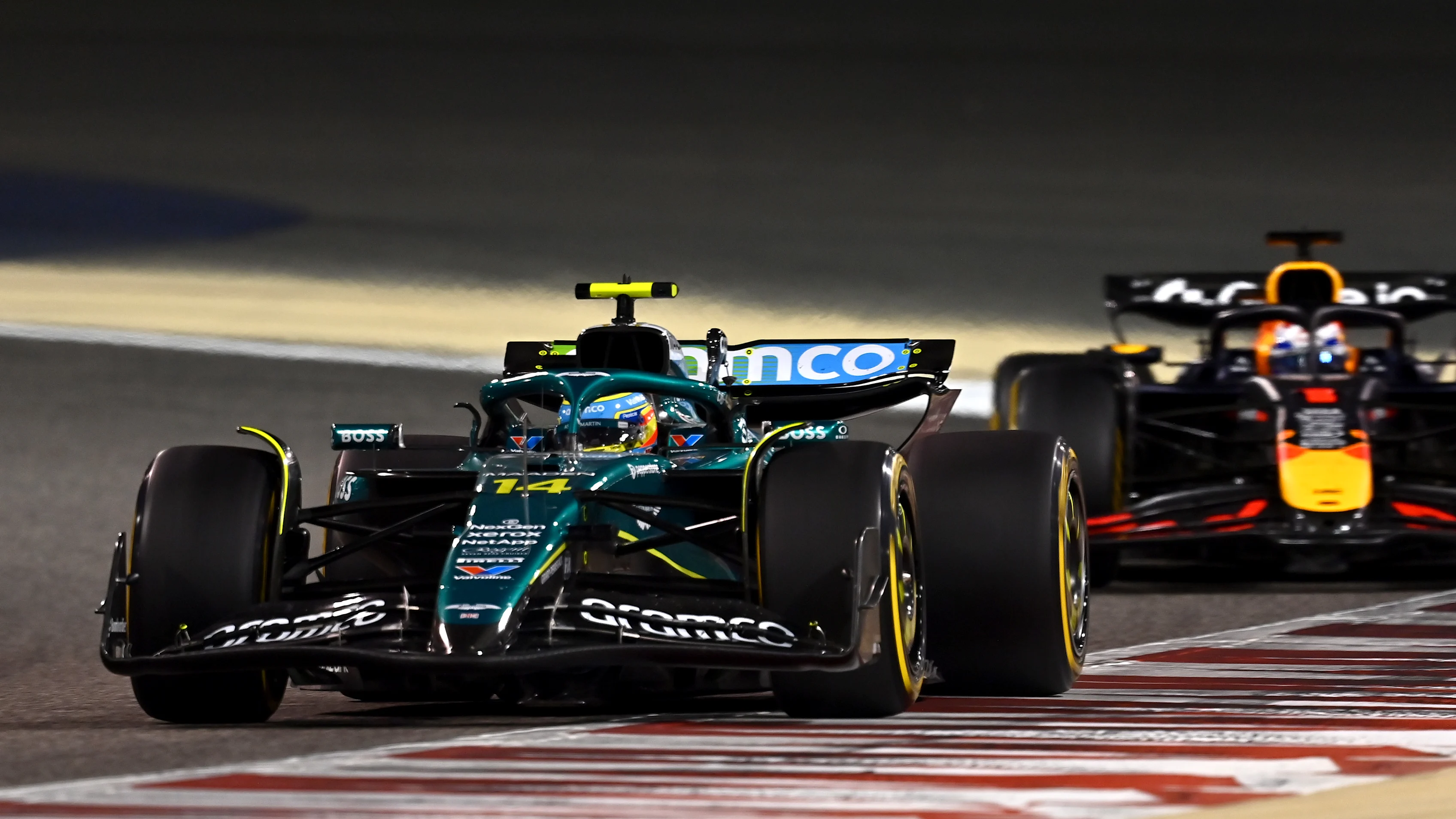 BAHRAIN, BAHRAIN - APRIL 13: Fernando Alonso of Spain driving the (14) Aston Martin F1 Team AMR25