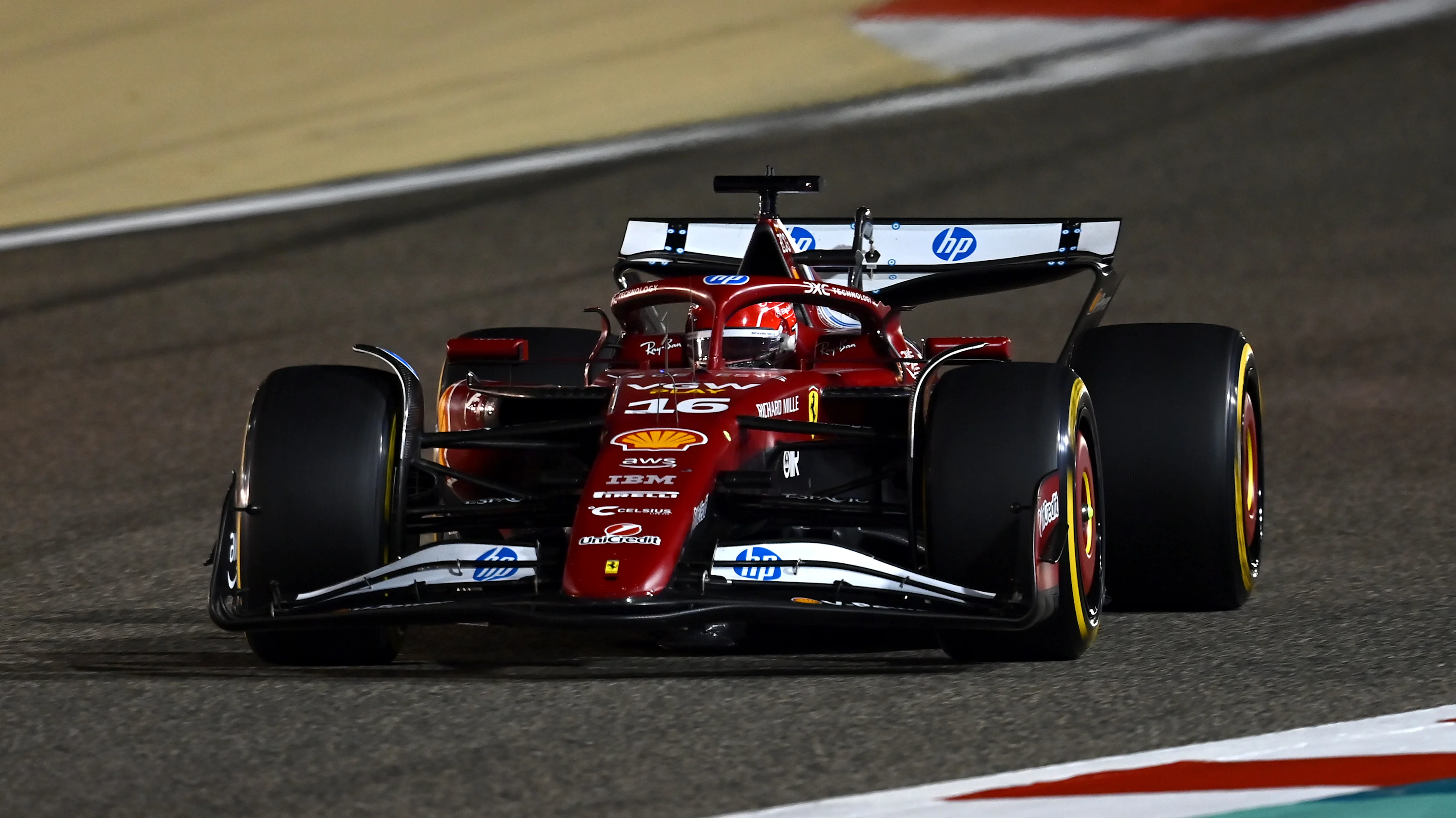 BAHRAIN, BAHRAIN - APRIL 13: Charles Leclerc of Monaco driving the (16) Scuderia Ferrari SF-25 on