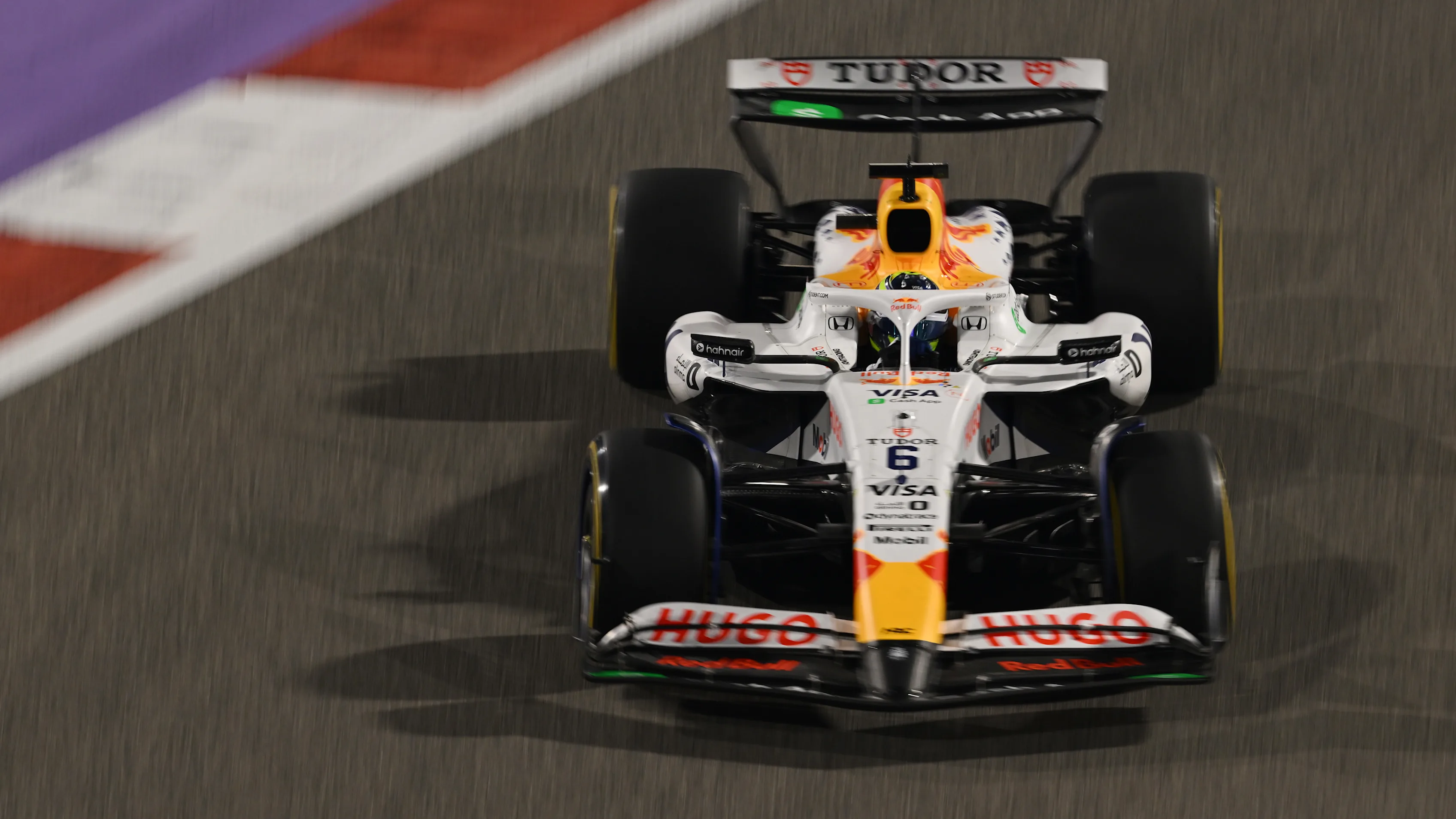 BAHRAIN, BAHRAIN - APRIL 11: Isack Hadjar of France driving the (6) Visa Cash App Racing Bulls