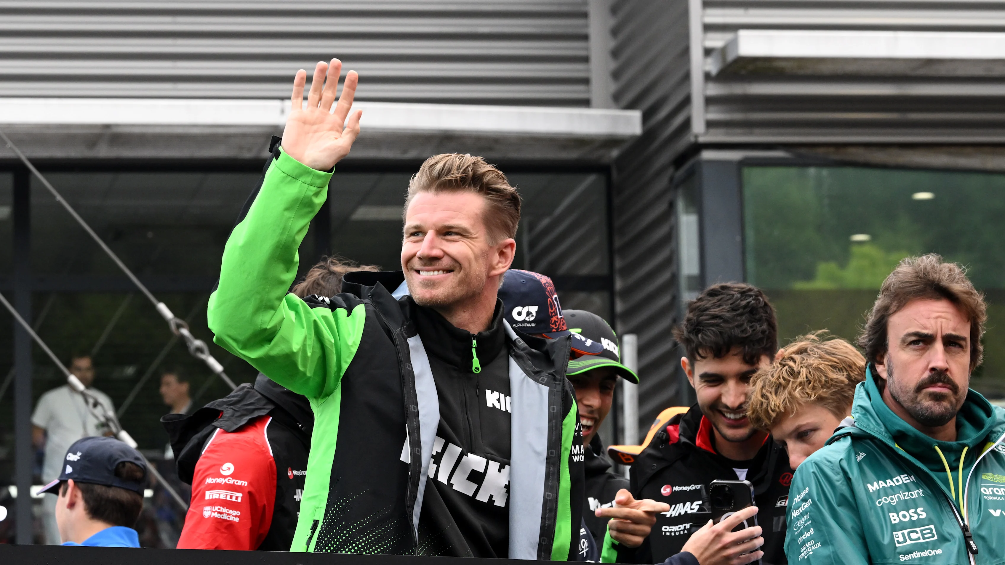SPA, BELGIUM - JULY 27: Nico Hulkenberg of Germany and Stake F1 Team Kick Sauber waves on the