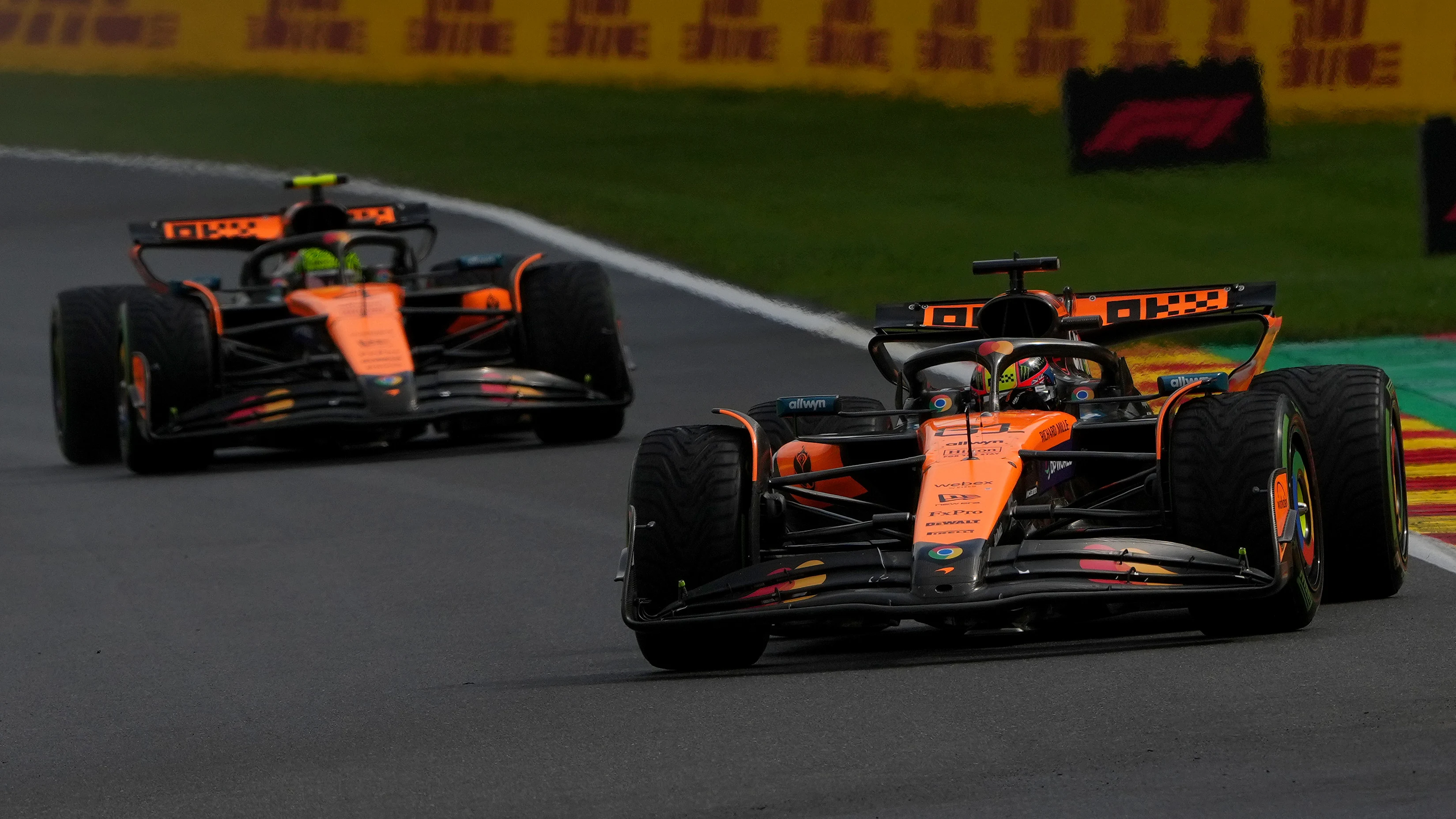 SPA, BELGIUM - JULY 27: Oscar Piastri of Australia driving the (81) McLaren MCL39 Mercedes leads