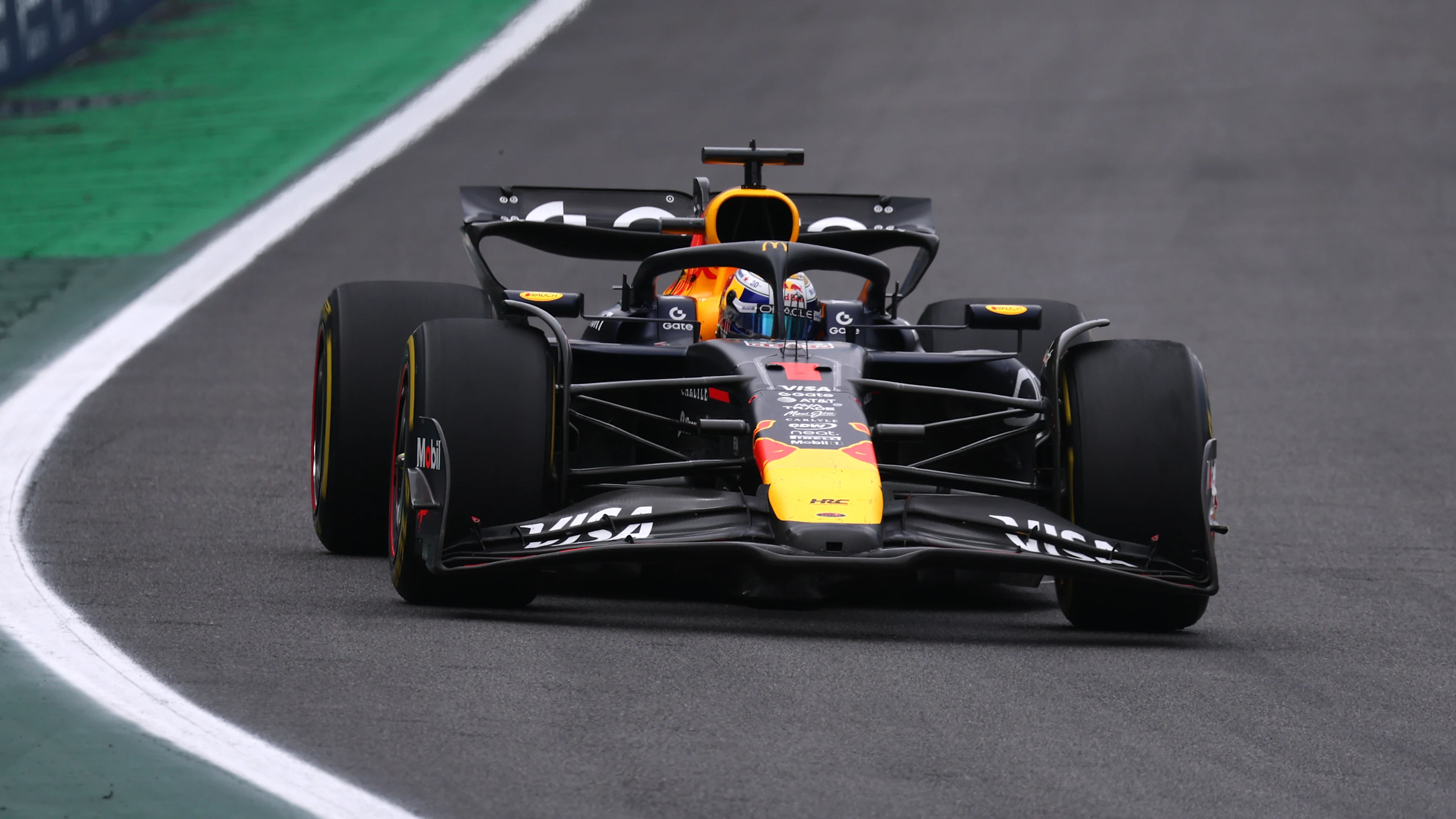 SAO PAULO, BRAZIL - NOVEMBER 09: Max Verstappen of the Netherlands driving the (1) Oracle Red Bull