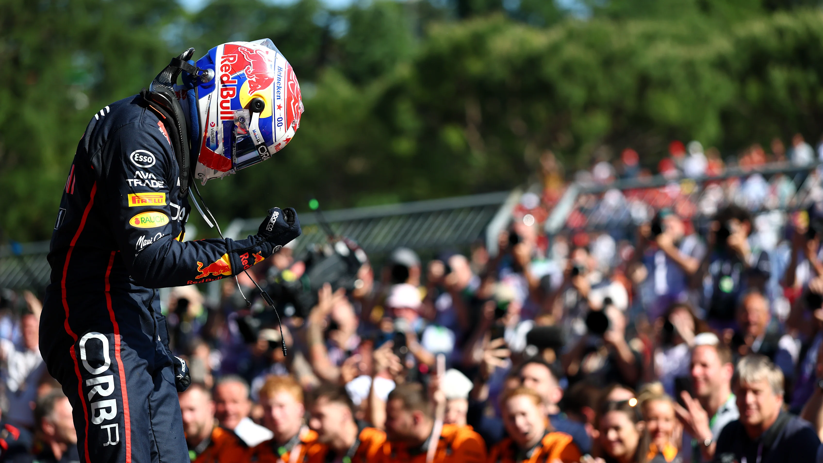 IMOLA, ITALY - MAY 18: Race winner Max Verstappen of the Netherlands and Oracle Red Bull Racing