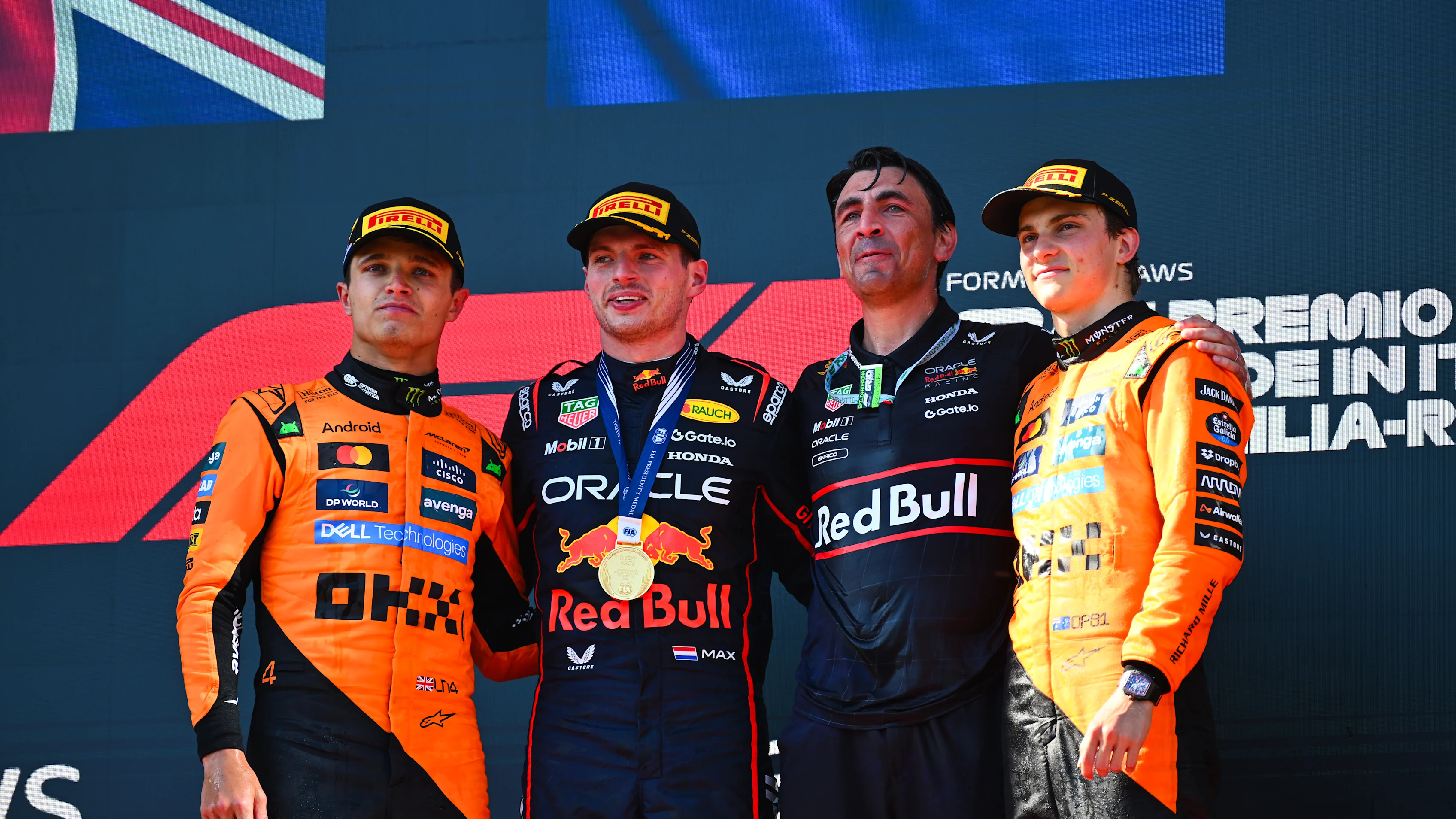 IMOLA, ITALY - MAY 18: Race winner Max Verstappen of the Netherlands and Oracle Red Bull Racing