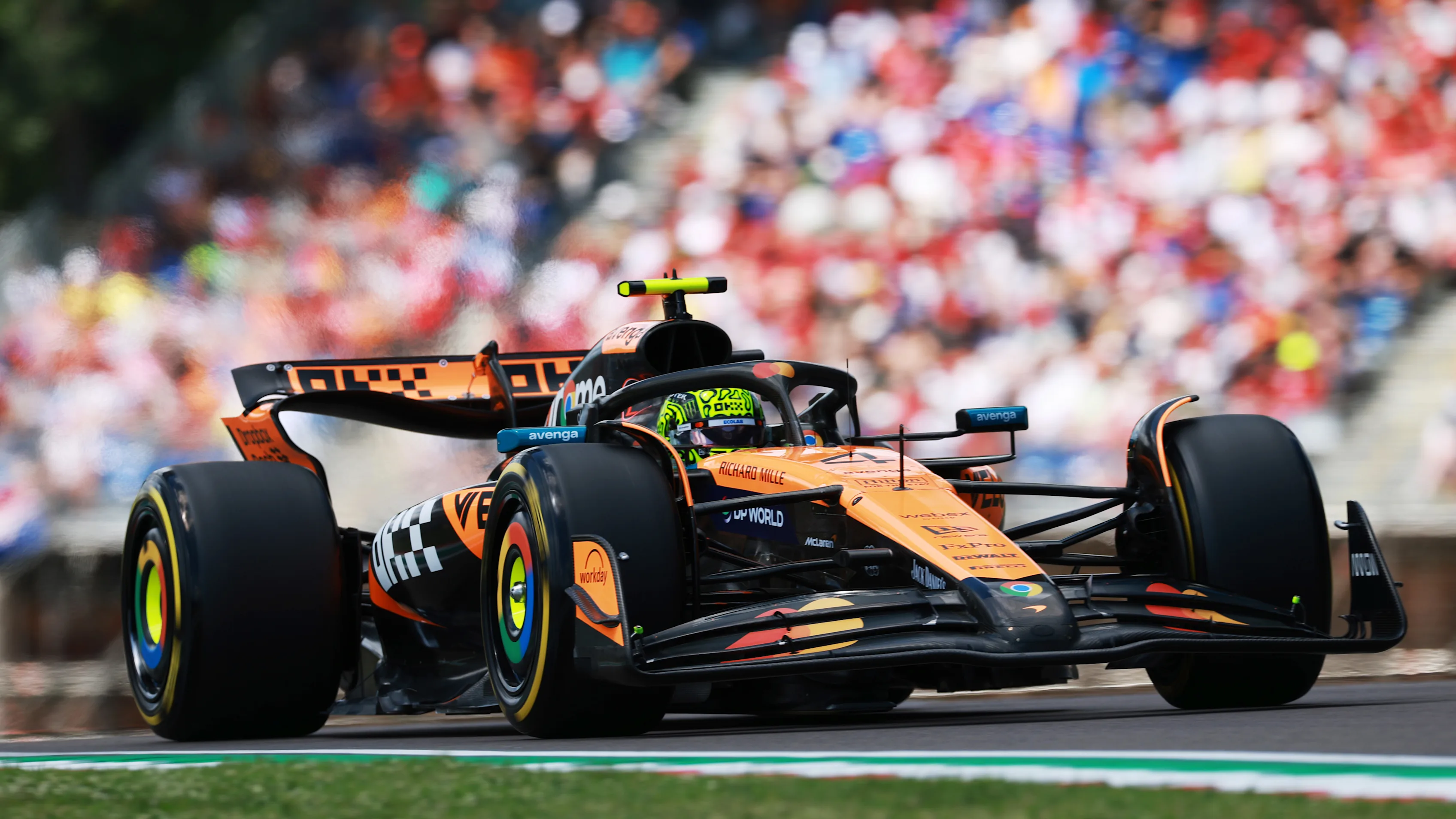 IMOLA, ITALY - MAY 17: Lando Norris of Great Britain driving the (4) McLaren MCL39 Mercedes on