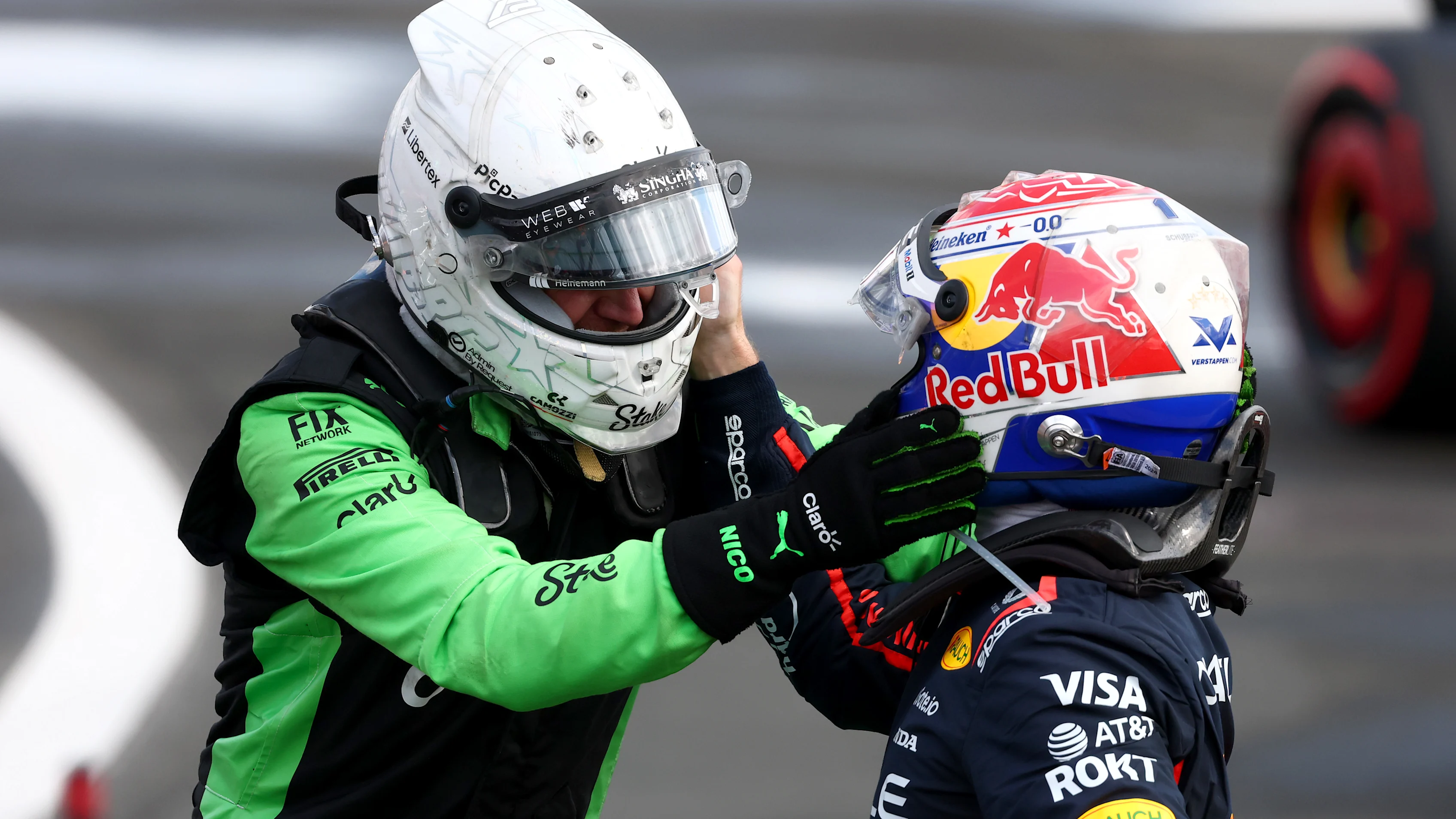 NORTHAMPTON, ENGLAND - JULY 06: Third placed Nico Hulkenberg of Germany and Stake F1 Team Kick