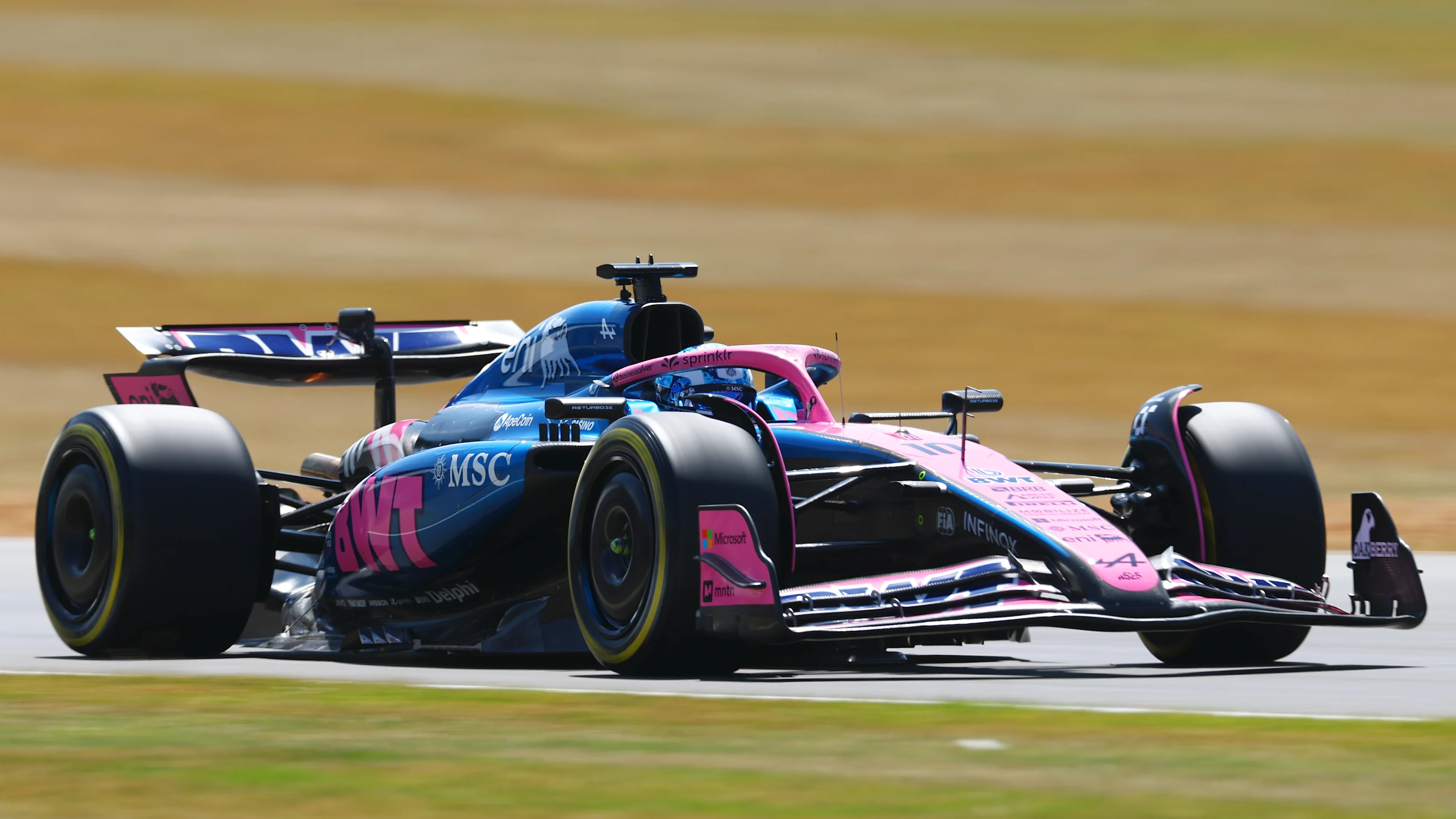 NORTHAMPTON, ENGLAND - JULY 04: Pierre Gasly of France driving the (10) Alpine F1 A525 Renault on track during practice ahead of the F1 Grand Prix of Great Britain at Silverstone Circuit on July 04, 2025 in Northampton, England. (Photo by Bryn Lennon - Formula 1/Formula 1 via Getty Images)