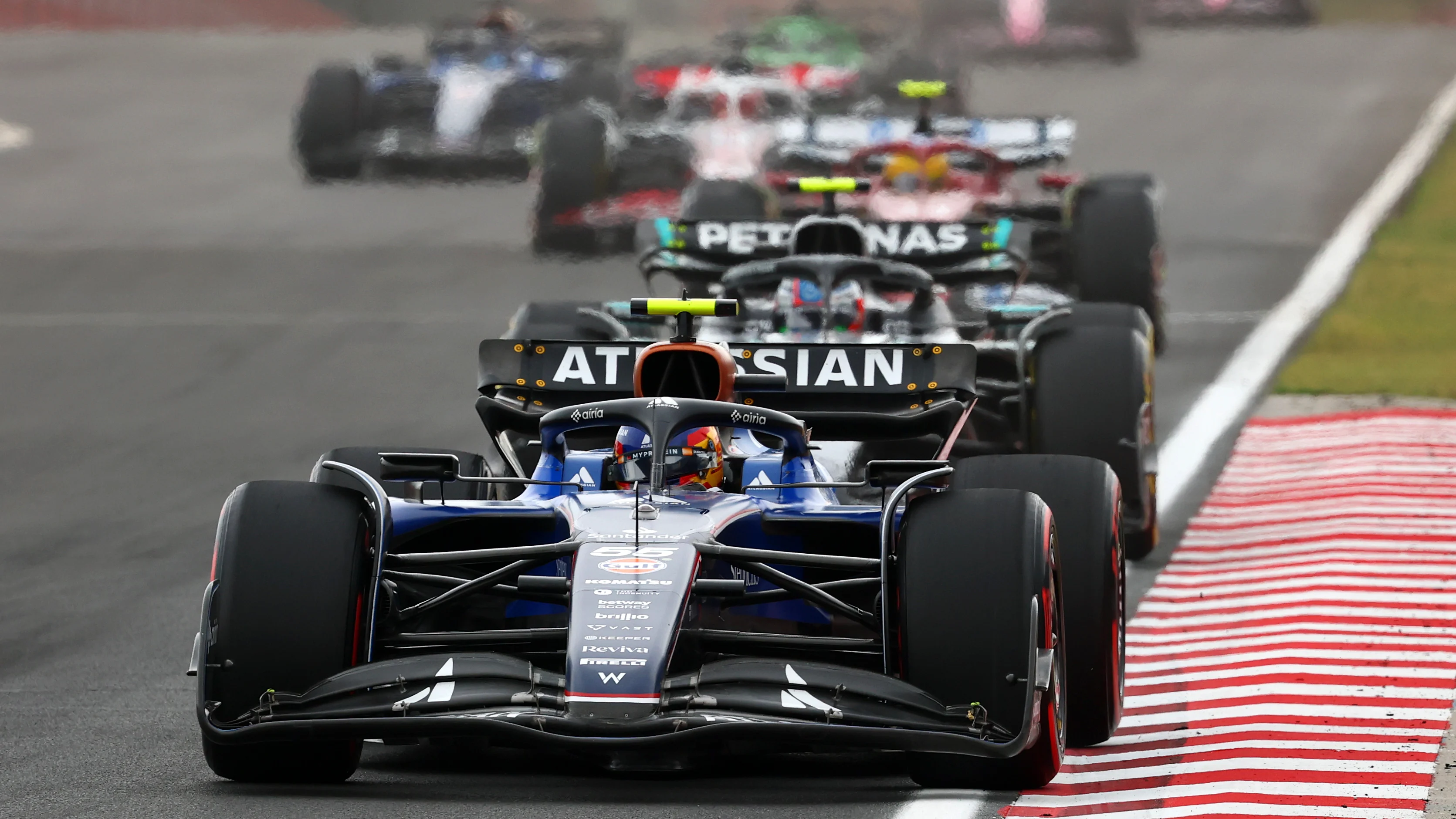 BUDAPEST, HUNGARY - AUGUST 03: Carlos Sainz of Spain driving the (55) Williams FW47 Mercedes on