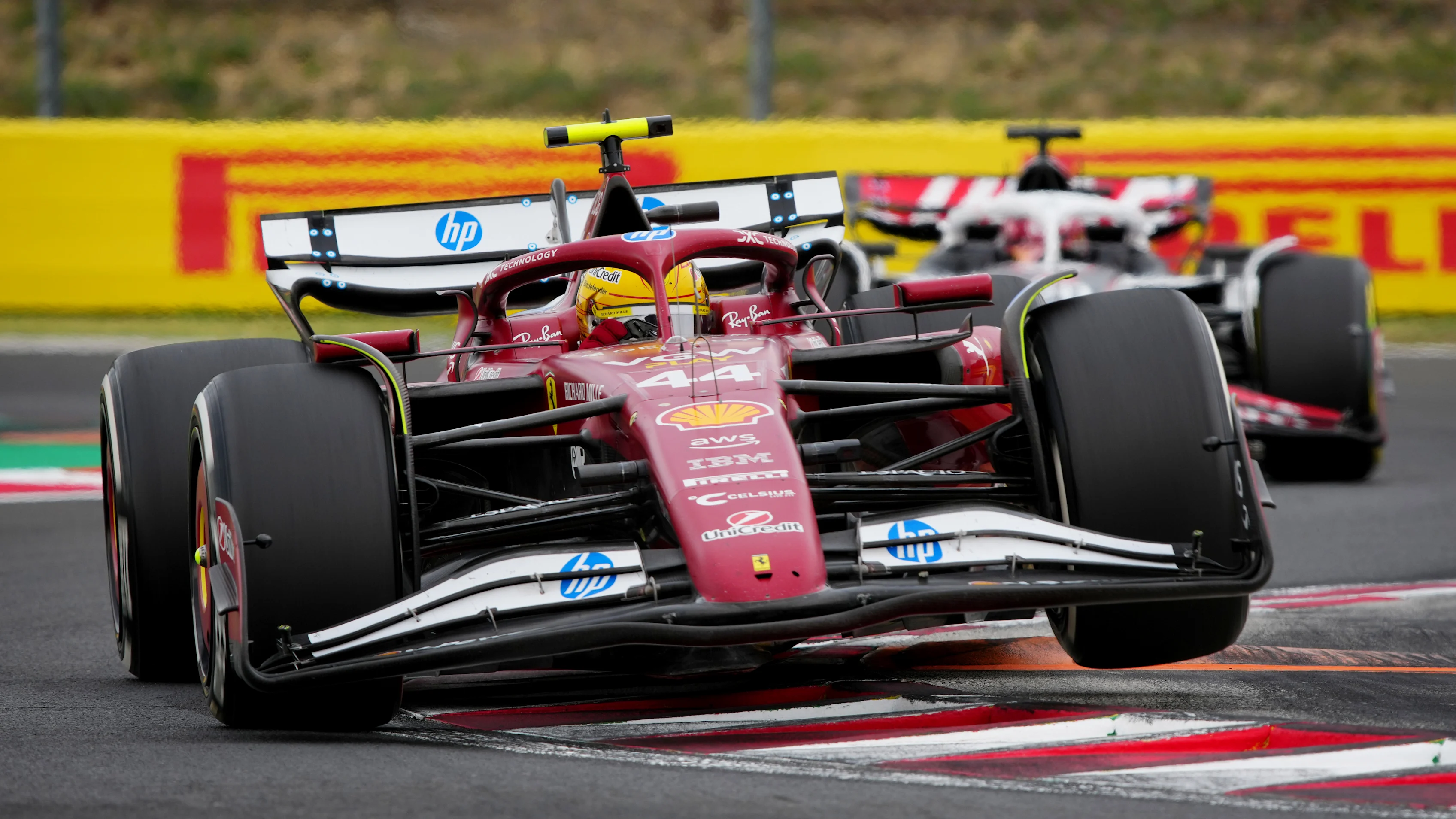 BUDAPEST, HUNGARY - AUGUST 03: Lewis Hamilton of Great Britain driving the (44) Scuderia Ferrari