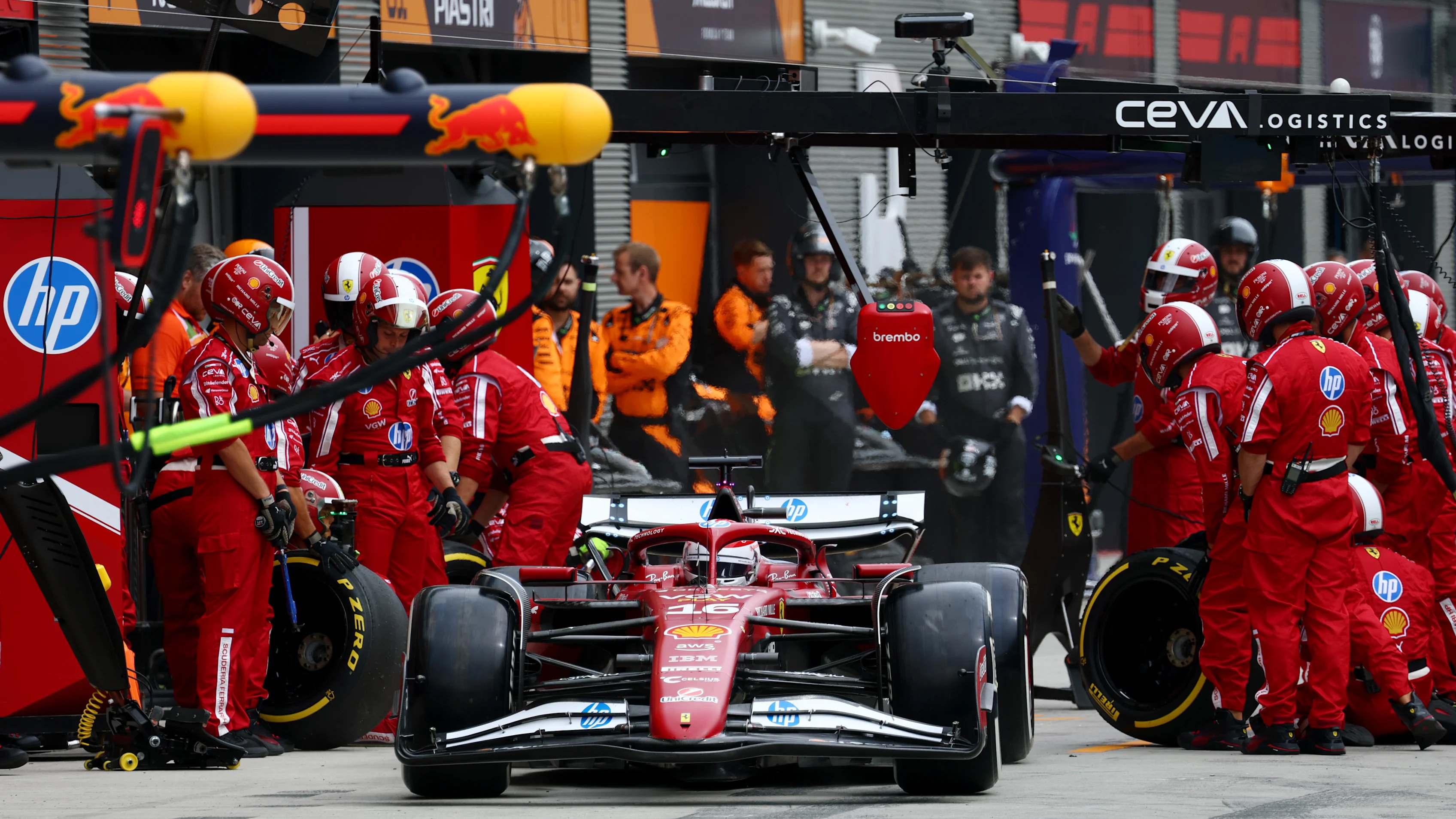 BUDAPEST, HUNGARY - AUGUST 03: Charles Leclerc of Monaco driving the (16) Scuderia Ferrari SF-25
