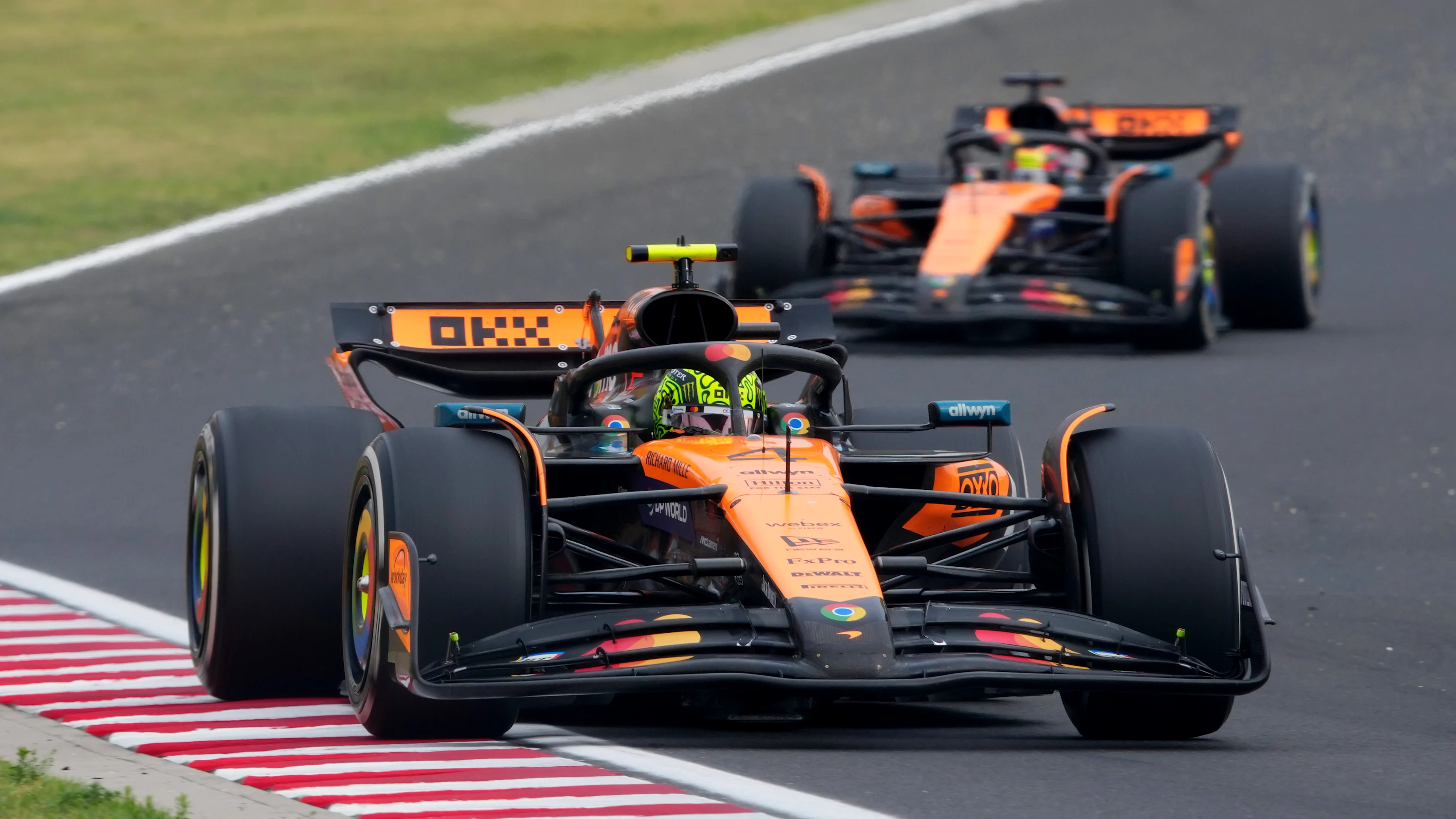 BUDAPEST, HUNGARY - AUGUST 03: Lando Norris of Great Britain driving the (4) McLaren MCL39 Mercedes