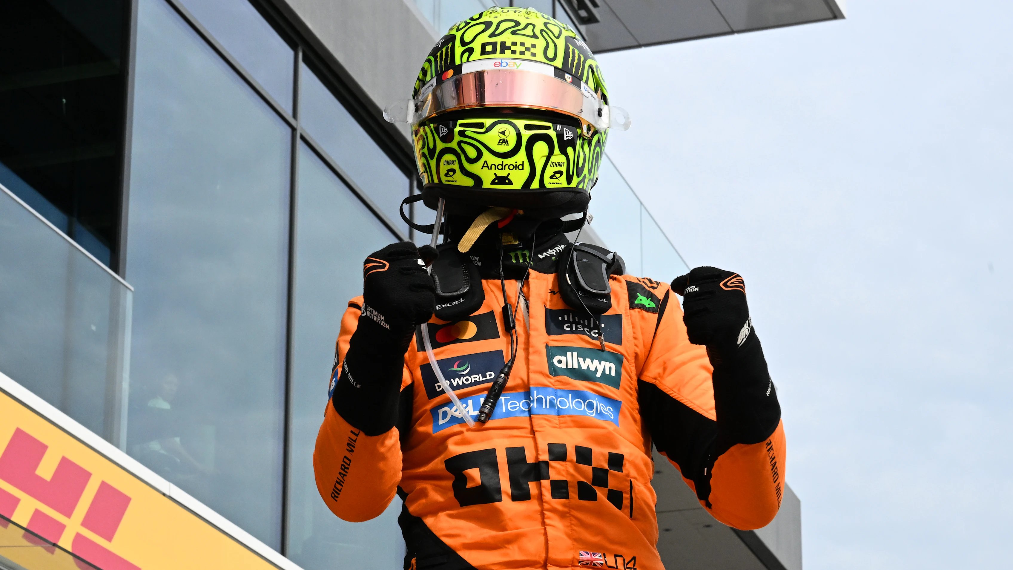 BUDAPEST, HUNGARY - AUGUST 03: Race winner Lando Norris of Great Britain and McLaren celebrates in