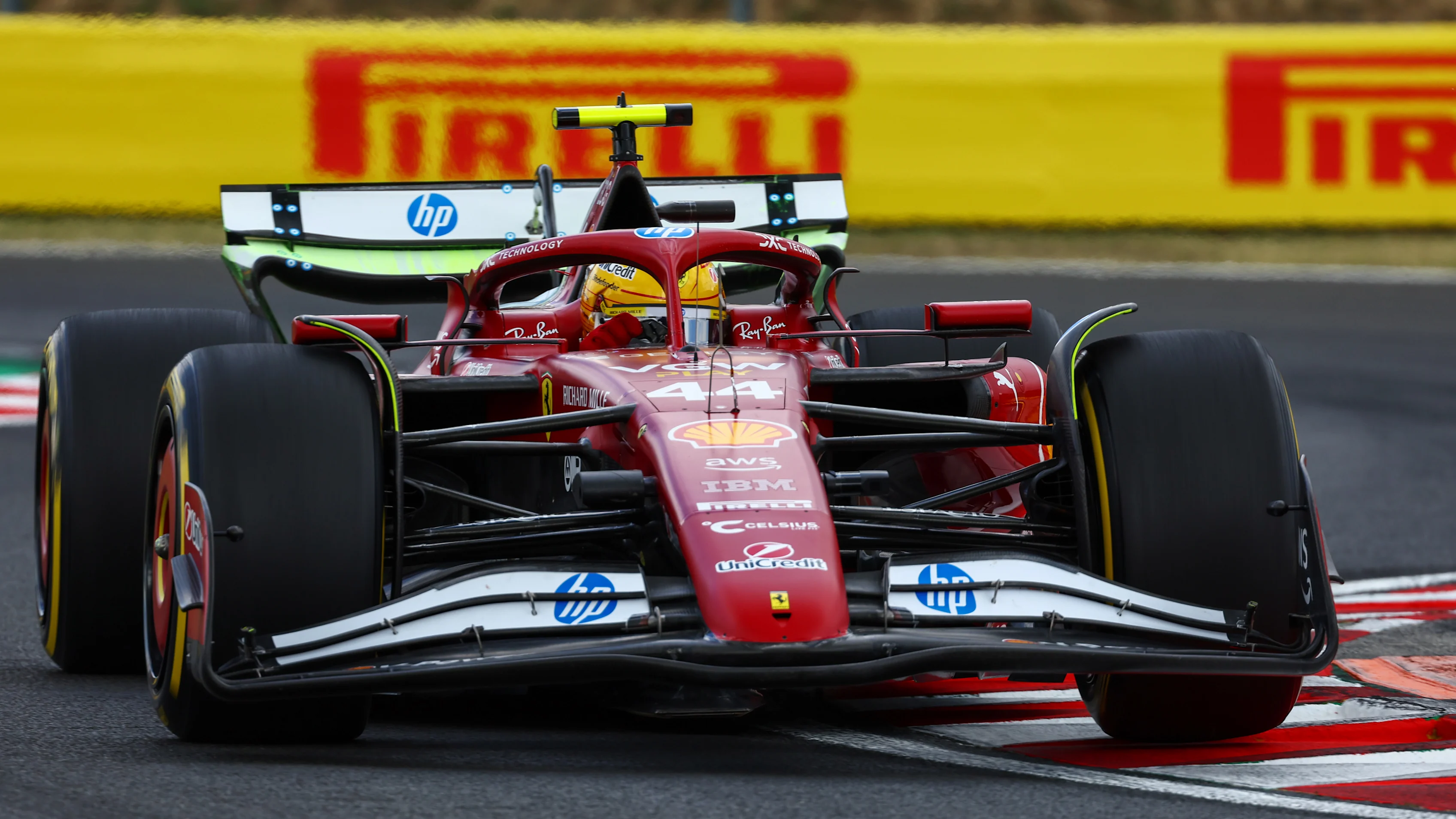 BUDAPEST, HUNGARY - AUGUST 01: Lewis Hamilton of Great Britain driving the (44) Scuderia Ferrari