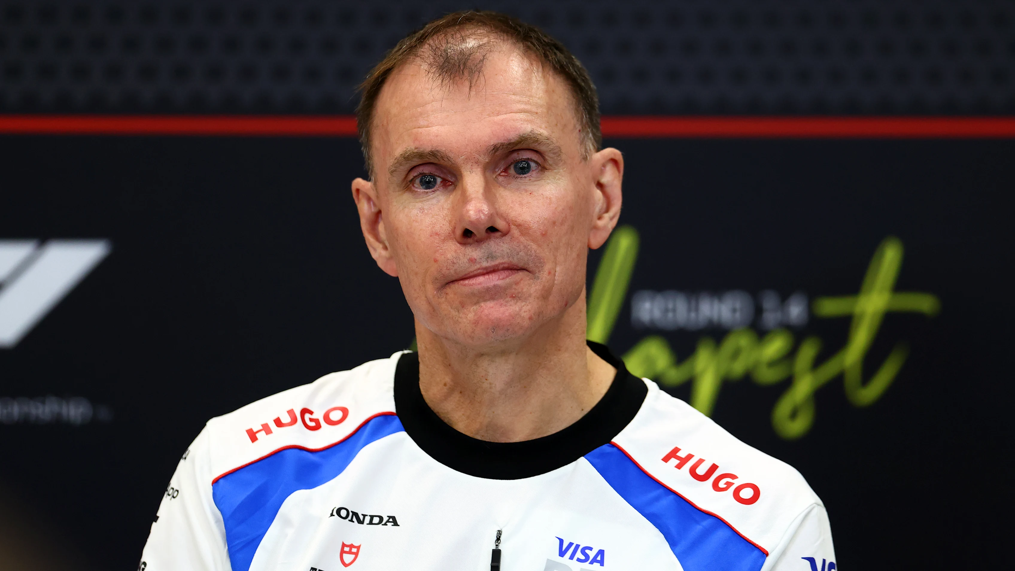 BUDAPEST, HUNGARY - AUGUST 01: Alan Permane, Team Principal of Visa Cash App Racing Bulls in the Team Principals Press Conference during practice ahead of the F1 Grand Prix of Hungary at Hungaroring on August 01, 2025 in Budapest, Hungary. (Photo by Bryn Lennon/Getty Images)