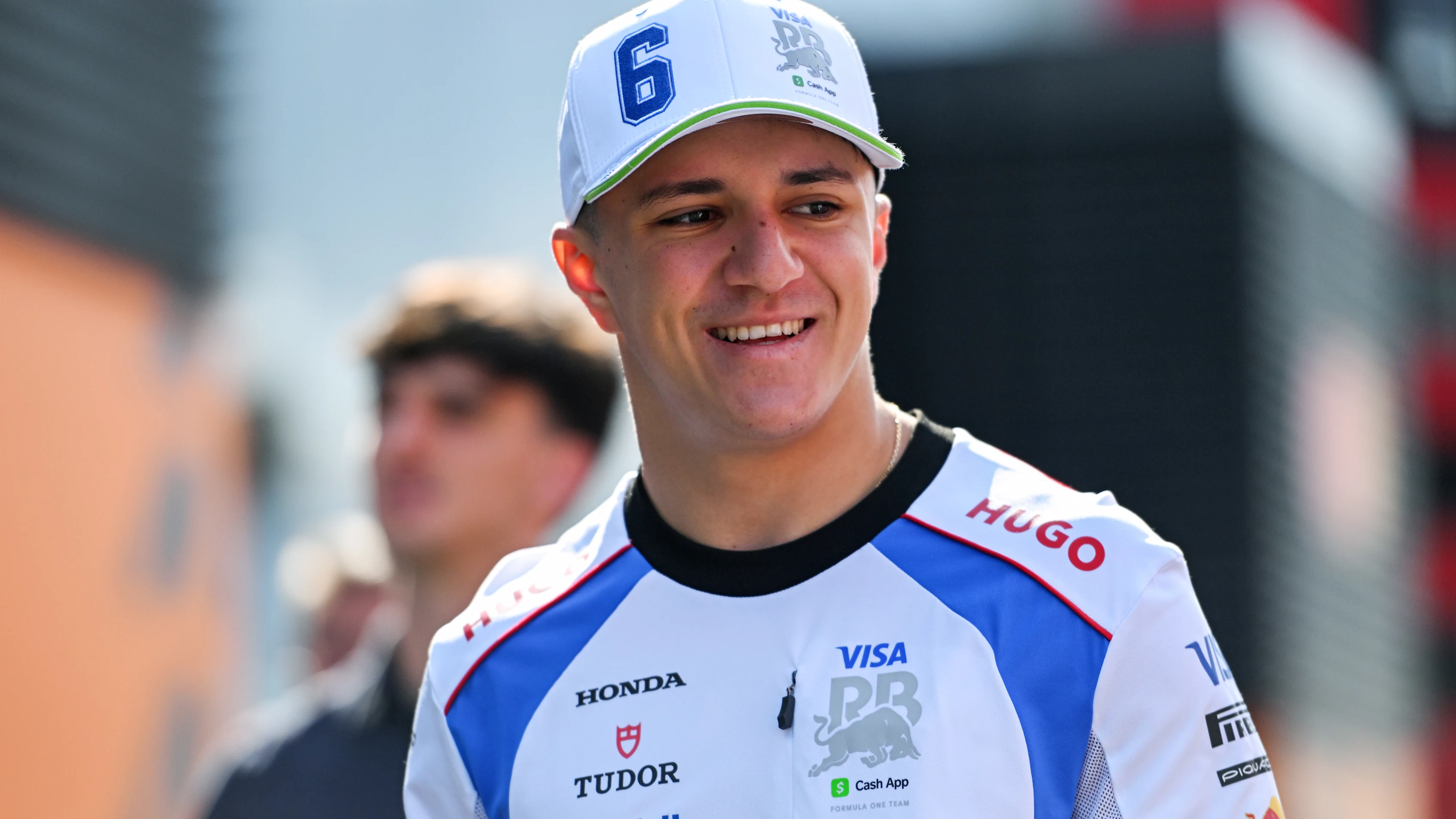 BUDAPEST, HUNGARY - AUGUST 02: Isack Hadjar of France and Visa Cash App Racing Bulls arrives in the