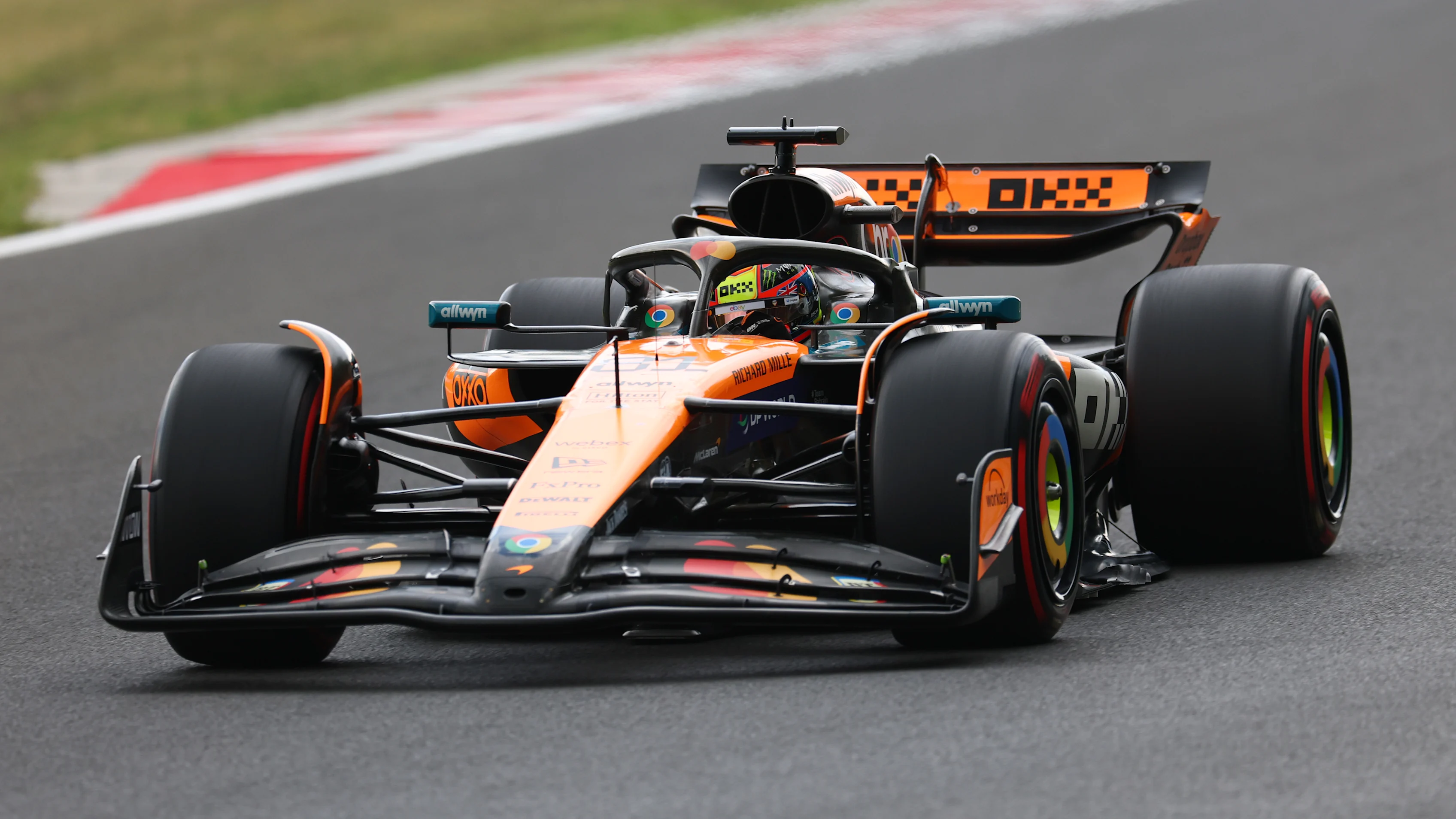 BUDAPEST, HUNGARY - AUGUST 02: Oscar Piastri of Australia driving the (81) McLaren MCL39 Mercedes