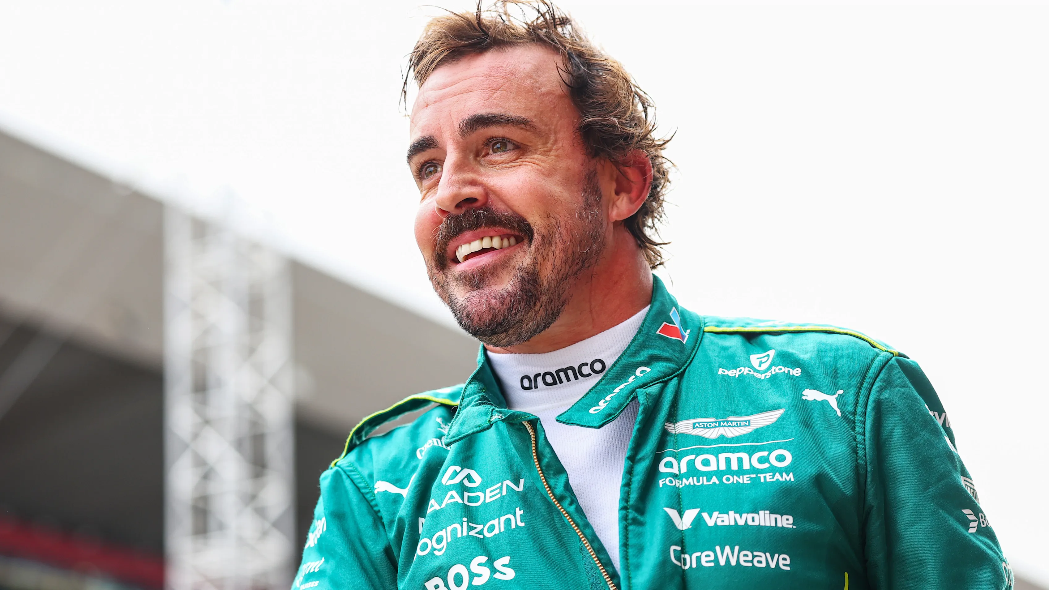BUDAPEST, HUNGARY - AUGUST 02: Fifth placed qualifier Fernando Alonso of Spain and Aston Martin F1 Team looks on in parc ferme during qualifying ahead of the F1 Grand Prix of Hungary at Hungaroring on August 02, 2025 in Budapest, Hungary. (Photo by Bryn Lennon - Formula 1/Formula 1 via Getty Images)