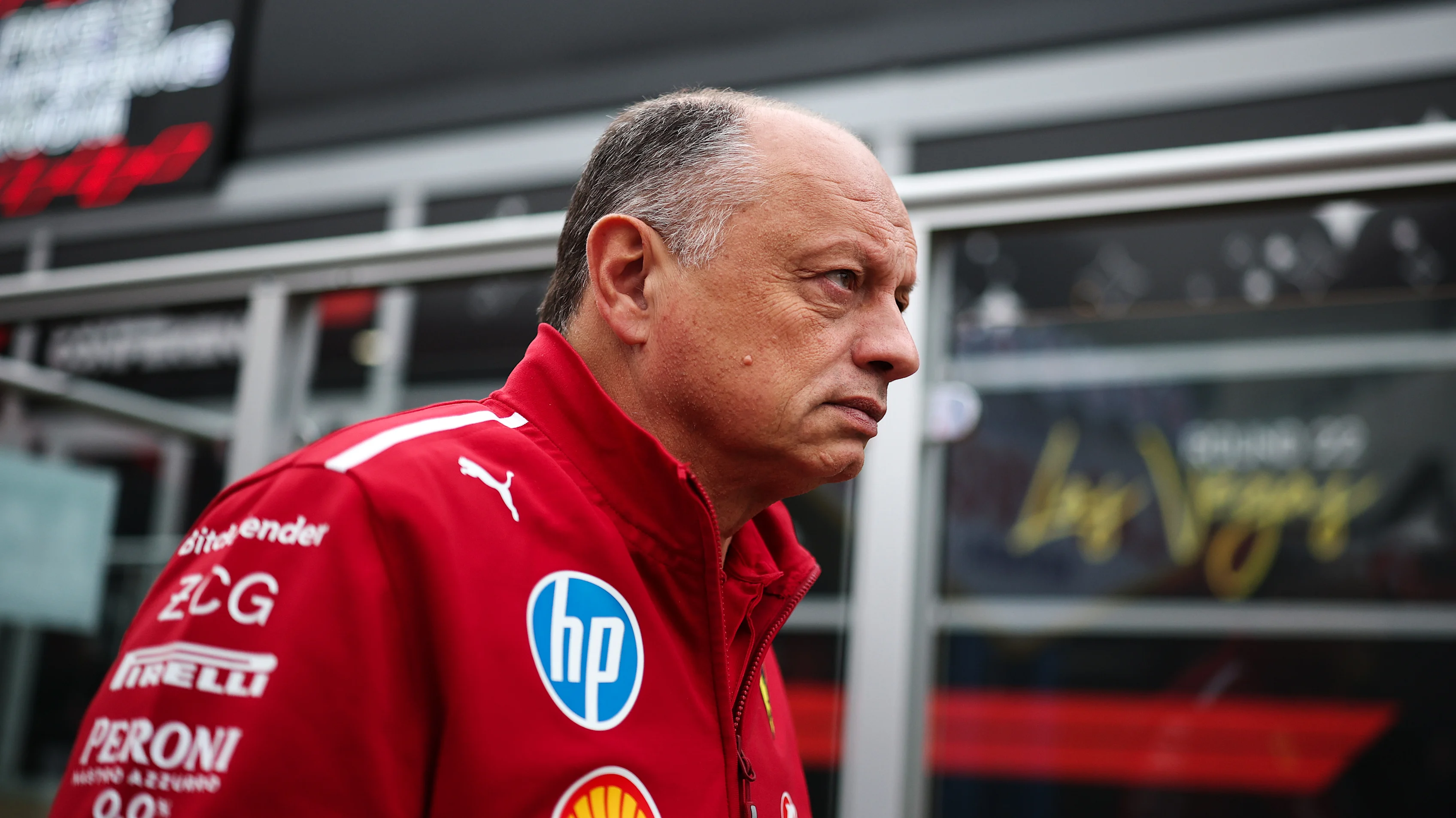 LAS VEGAS, NEVADA - NOVEMBER 21: Frederic Vasseur, Team Principal of Scuderia Ferrari arrives in