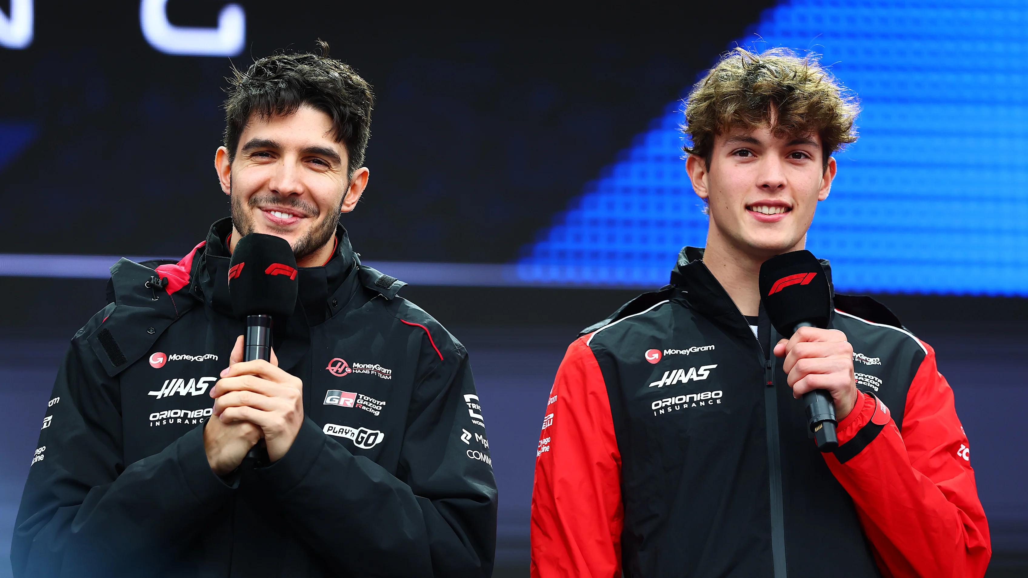 LAS VEGAS, NEVADA - NOVEMBER 21: Esteban Ocon of France and Haas F1 and Oliver Bearman of Great