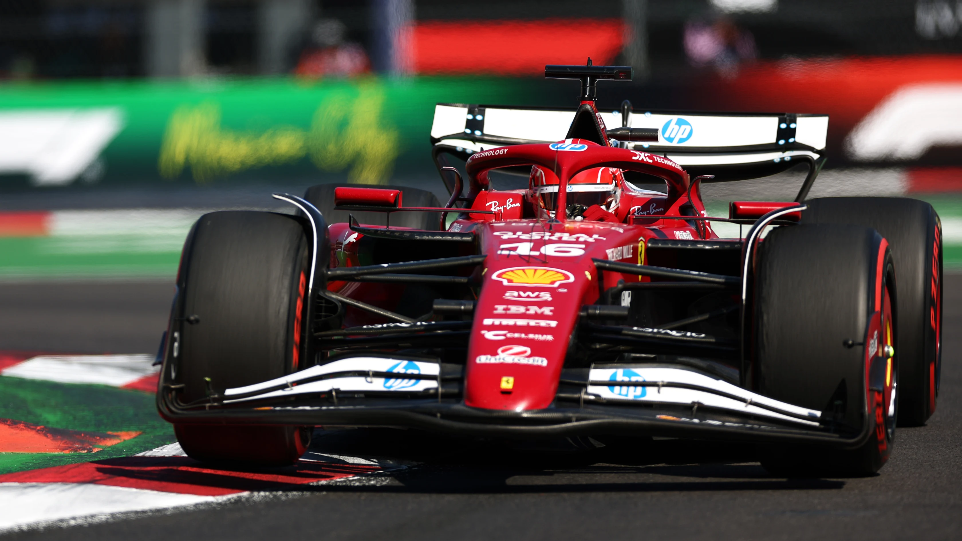 MEXICO CITY, MEXICO - OCTOBER 26: Charles Leclerc of Monaco driving the (16) Scuderia Ferrari SF-25