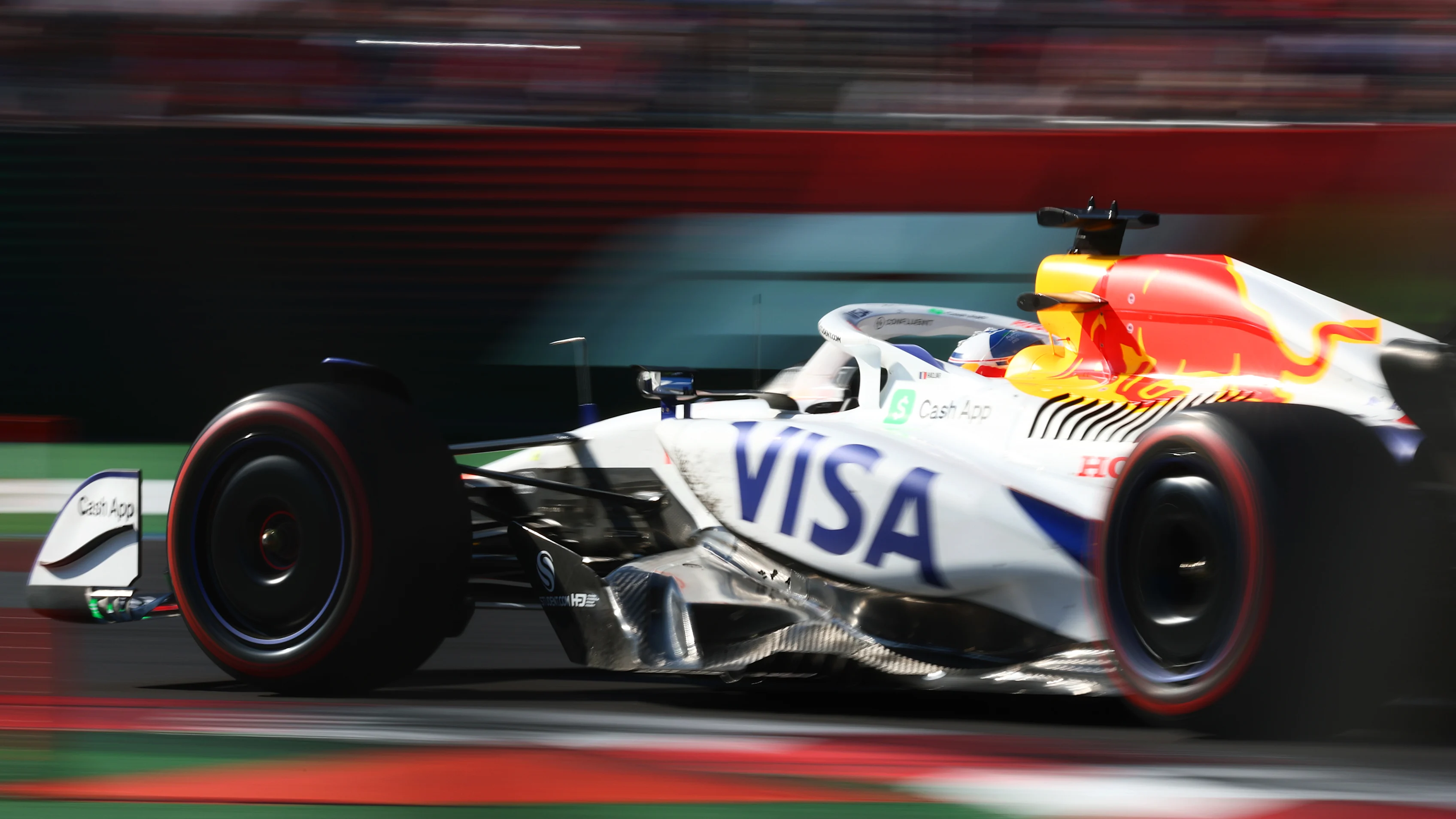 MEXICO CITY, MEXICO - OCTOBER 26: Isack Hadjar of France driving the (6) Visa Cash App Racing Bulls VCARB 02 on track during the F1 Grand Prix of Mexico at Autodromo Hermanos Rodriguez on October 26, 2025 in Mexico City, Mexico. (Photo by Clive Rose/Getty Images)