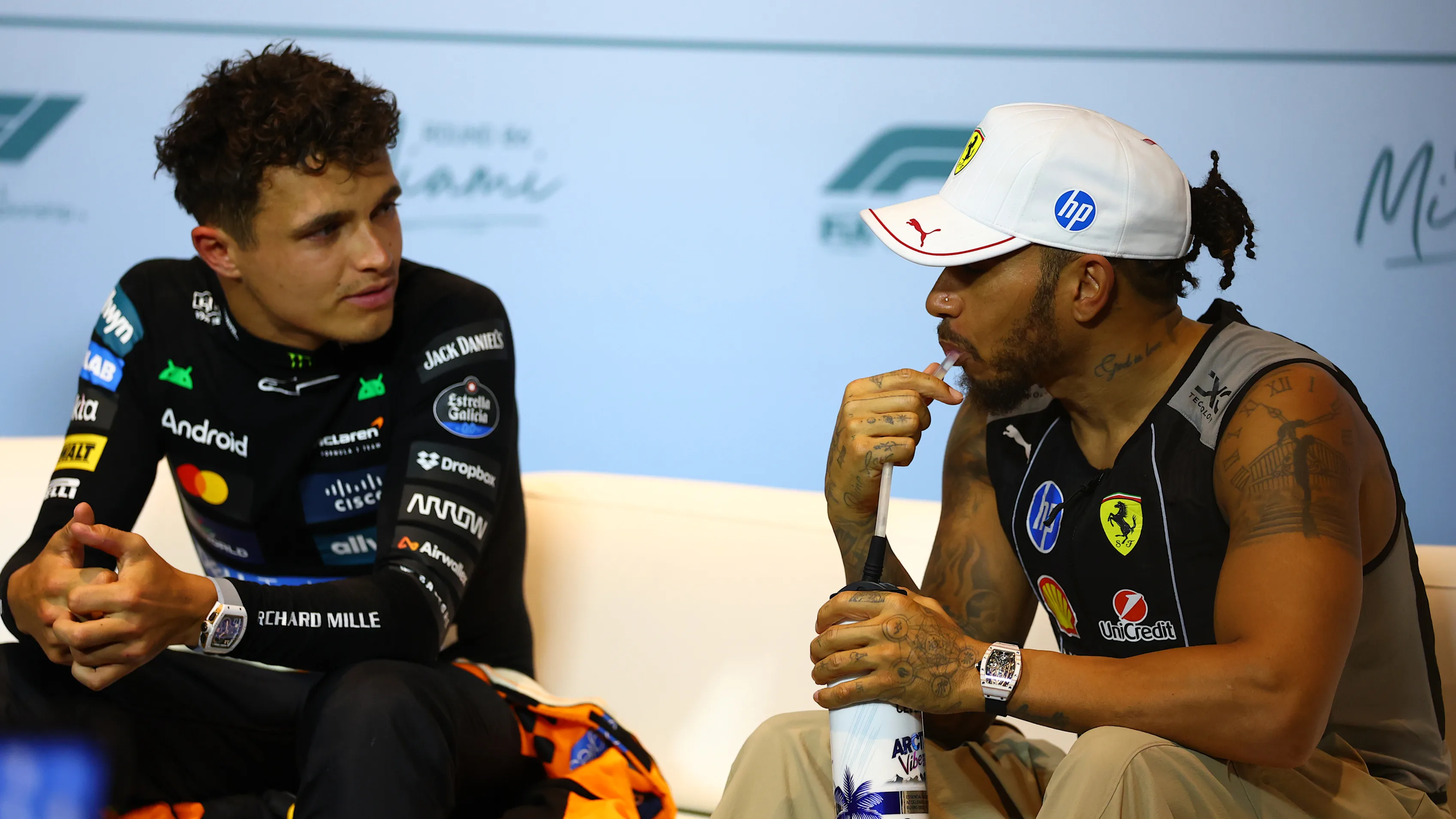 MIAMI, FLORIDA - MAY 03: Sprint winner Lando Norris of Great Britain and McLaren Second placed