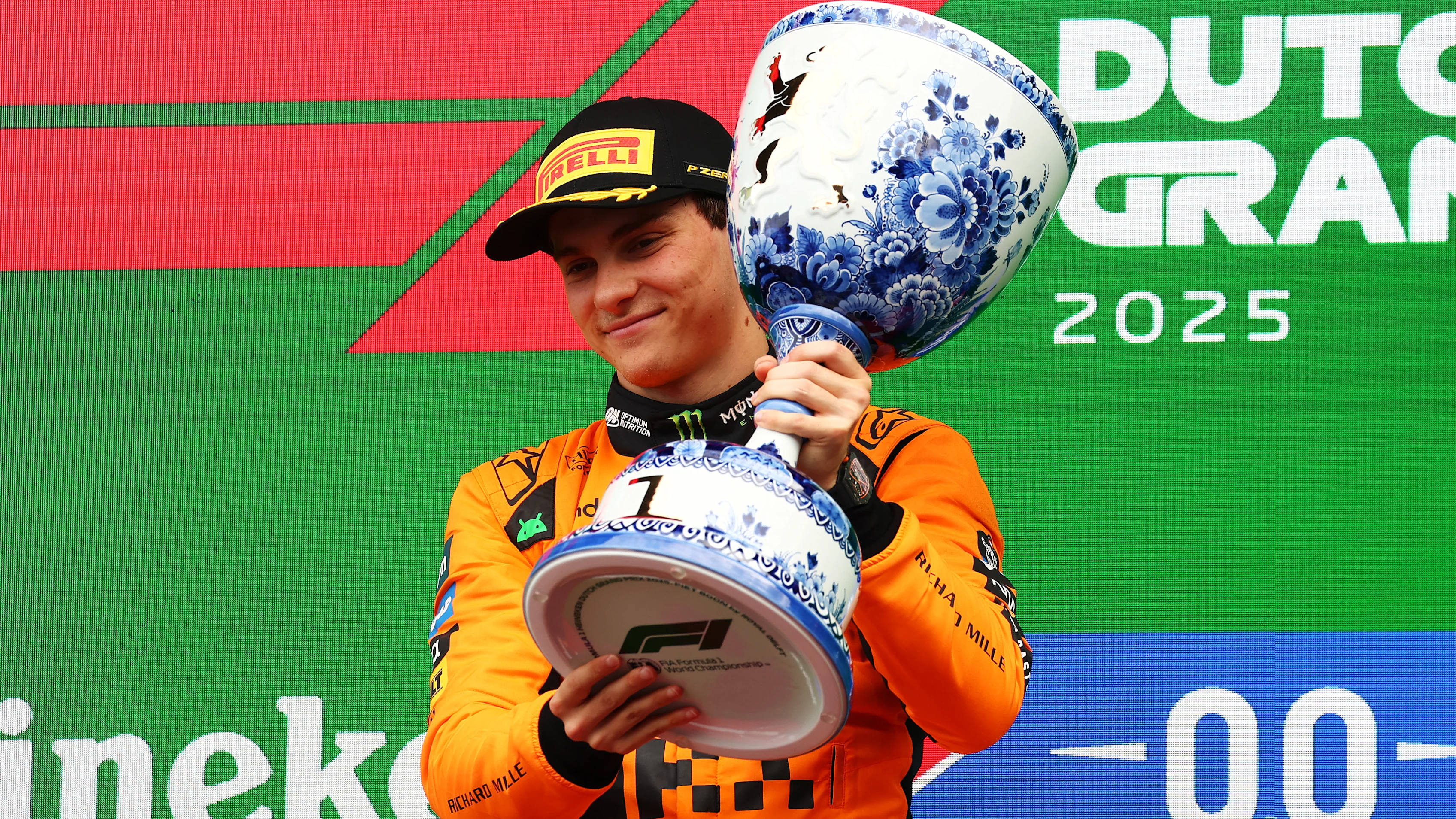 ZANDVOORT, NETHERLANDS - AUGUST 31: Race winner Oscar Piastri of Australia and McLaren celebrates