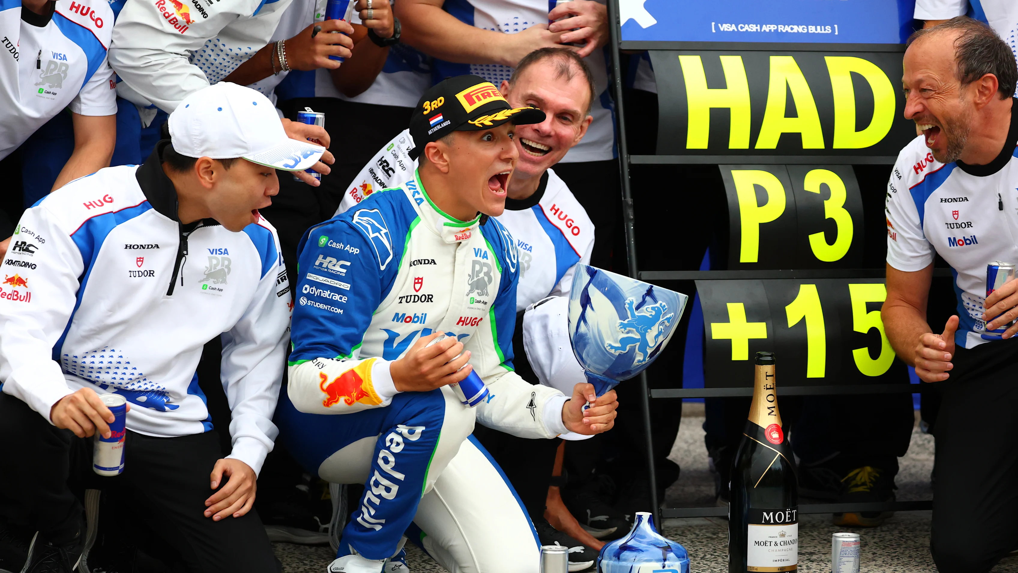 ZANDVOORT, NETHERLANDS - AUGUST 31: Third placed Isack Hadjar of France and Visa Cash App Racing