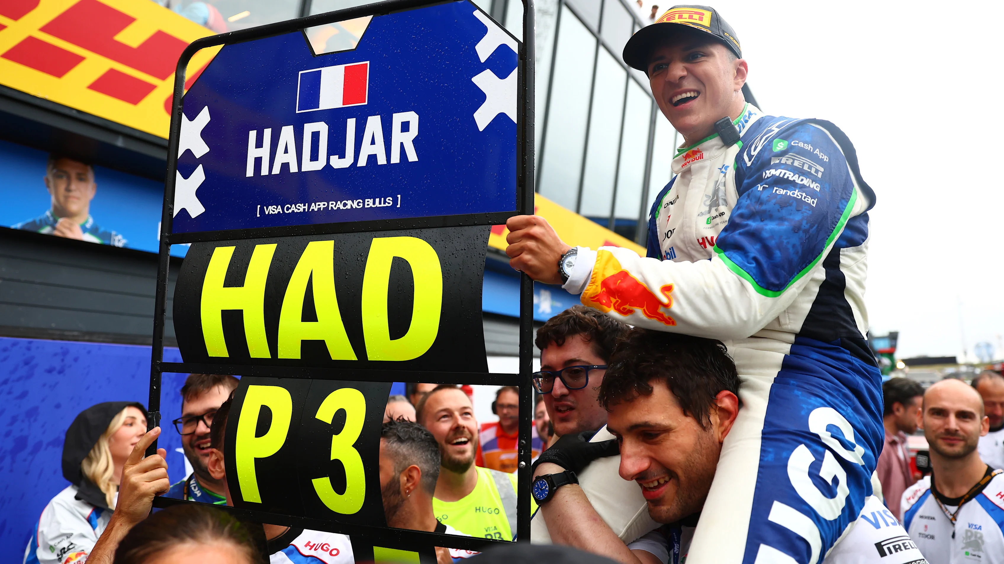 ZANDVOORT, NETHERLANDS - AUGUST 31: Third placed Isack Hadjar of France and Visa Cash App Racing