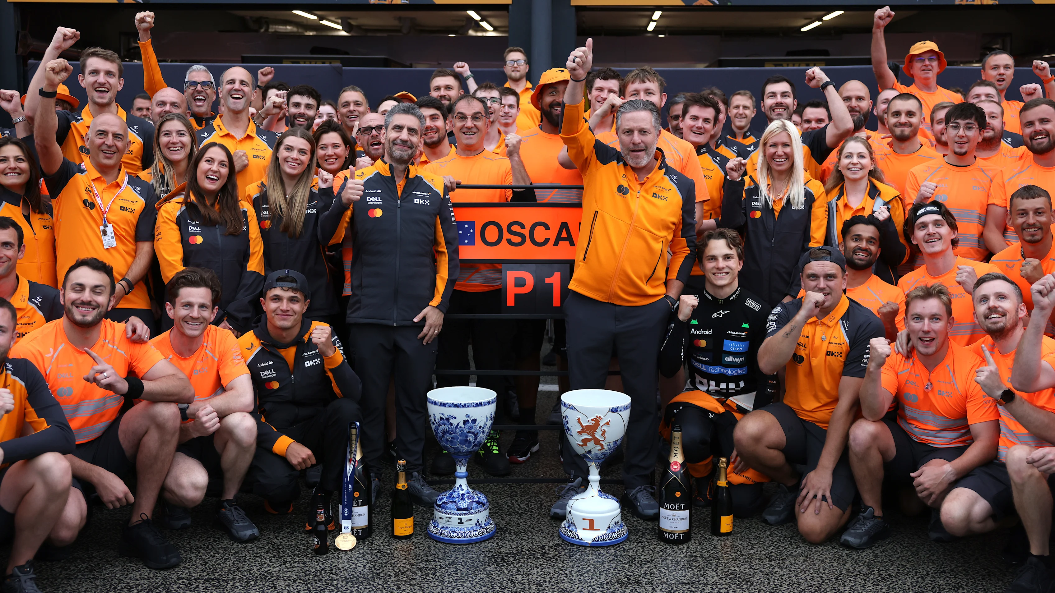 ZANDVOORT, NETHERLANDS - AUGUST 31: Race winner Oscar Piastri of Australia and McLaren Lando Norris