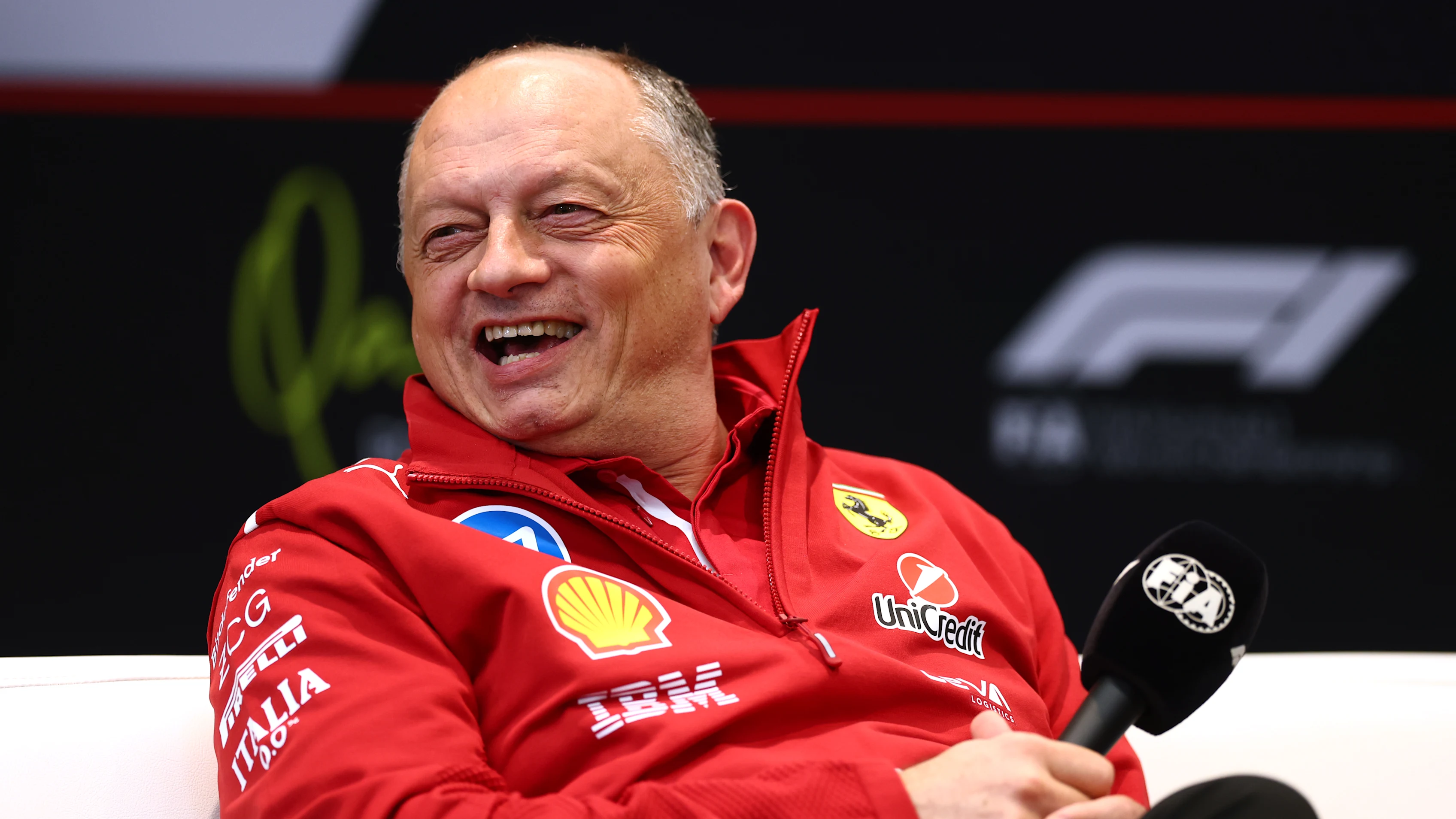 LUSAIL CITY, QATAR - NOVEMBER 28: Frederic Vasseur, Team Principal of Scuderia Ferrari in the Team Principals Press Conference during Sprint Qualifying ahead of the F1 Grand Prix of Qatar at Lusail International Circuit on November 28, 2025 in Lusail City, Qatar. (Photo by Clive Rose/Getty Images)