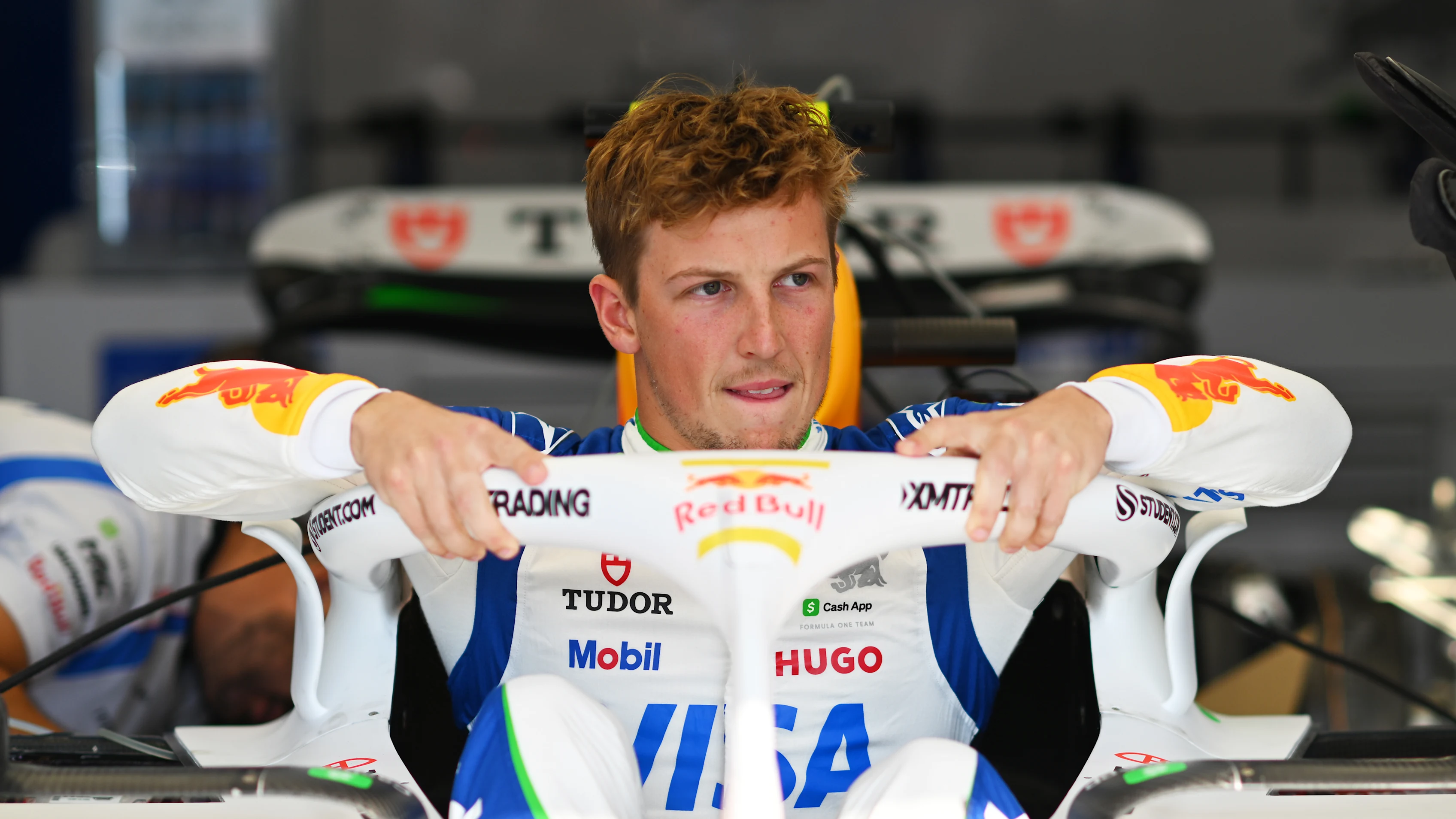 LUSAIL CITY, QATAR - NOVEMBER 27: Liam Lawson of New Zealand and Visa Cash App Racing Bulls has a